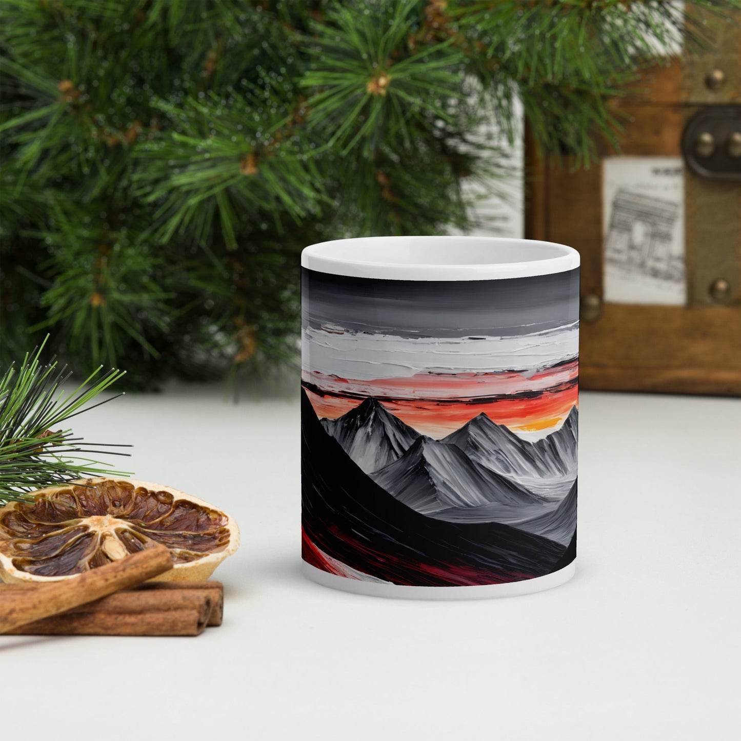 Abstract Mountains White Glossy Mug - Mugs - Discovery Co.