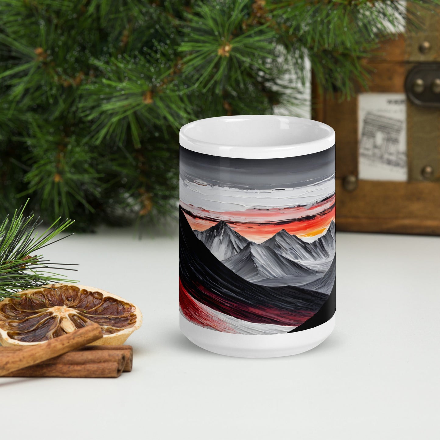 Abstract Mountains White Glossy Mug - Mugs - Discovery Co.