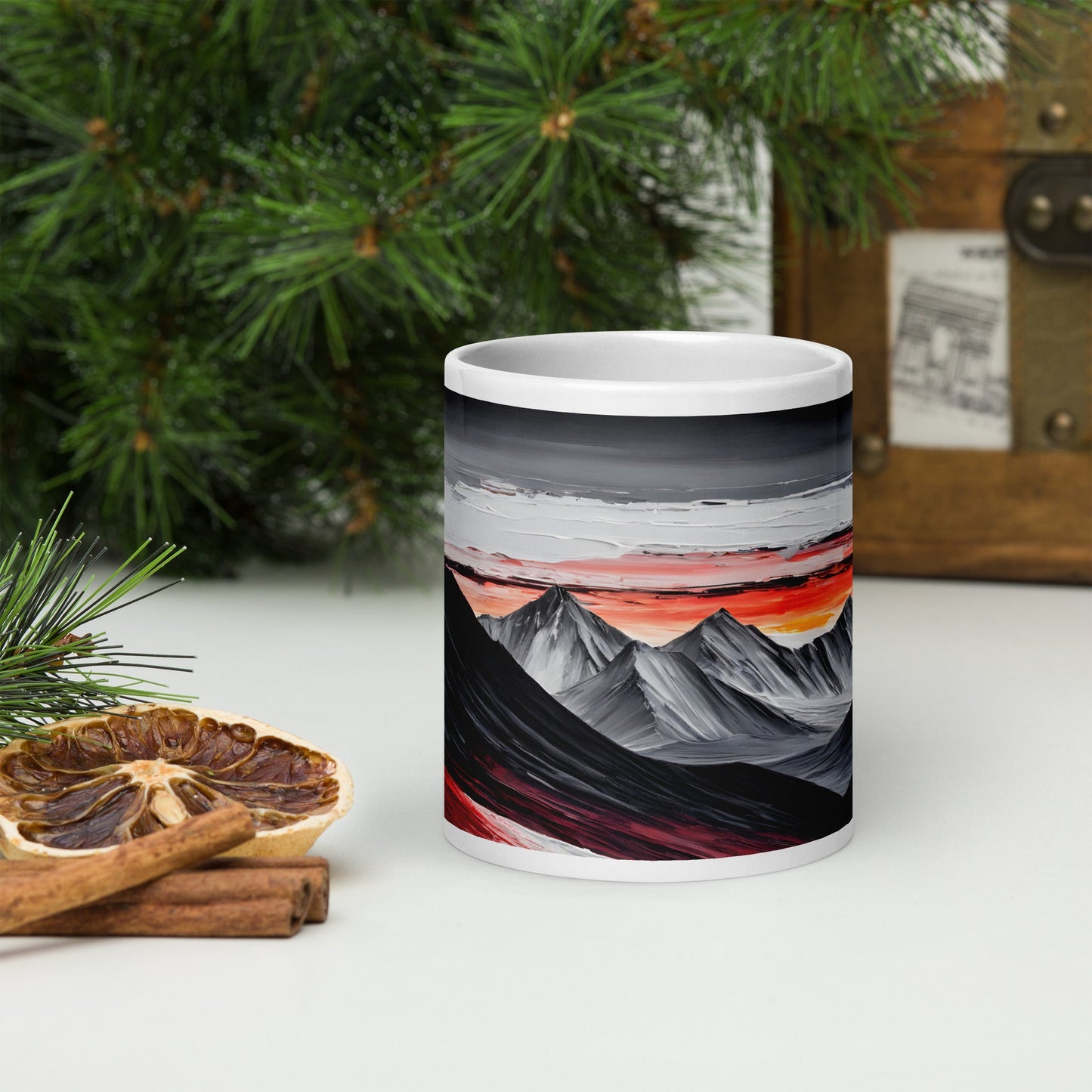 Abstract Mountains White Glossy Mug - Mugs - Discovery Co.