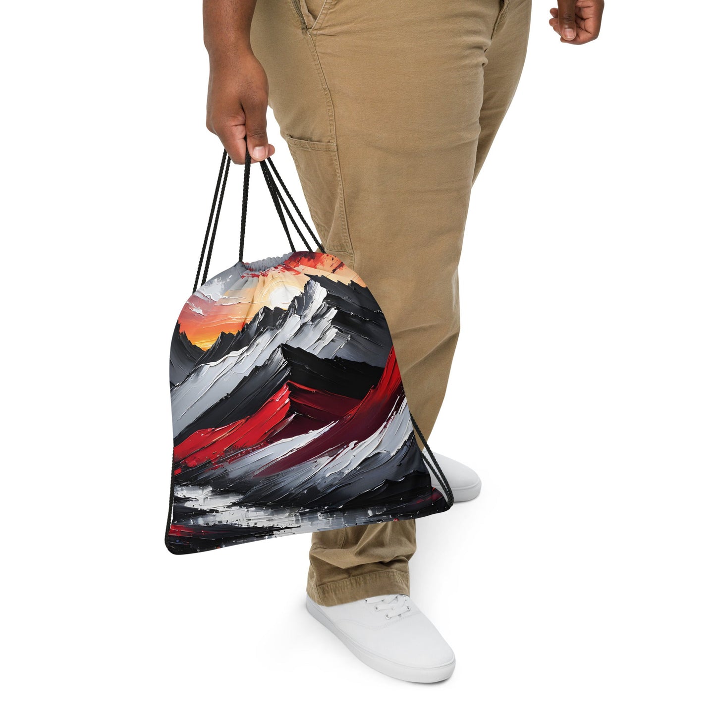 Acrylic Art Mountains Drawstring Bag - Drawstring Bag - Discovery Co.