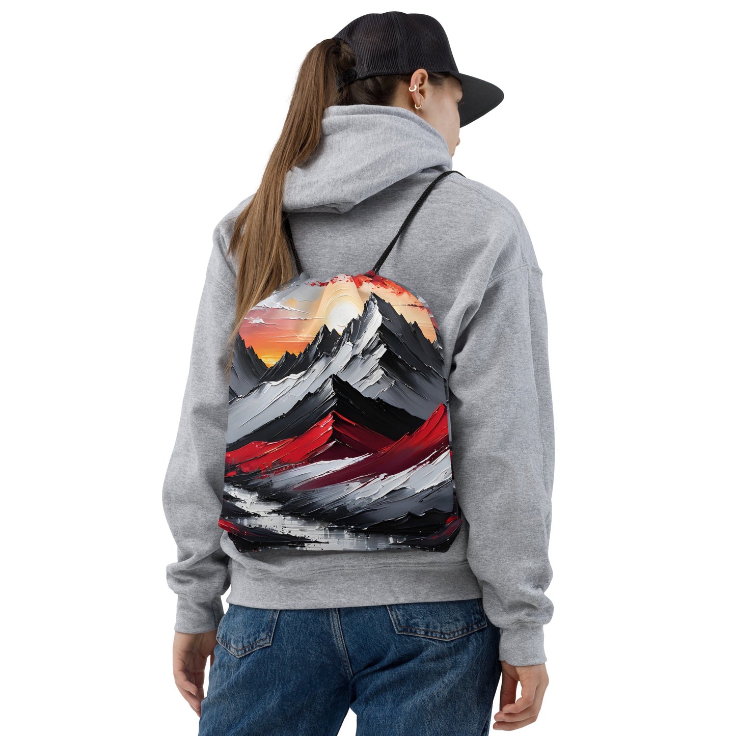 Acrylic Art Mountains Drawstring Bag - Drawstring Bag - Discovery Co.