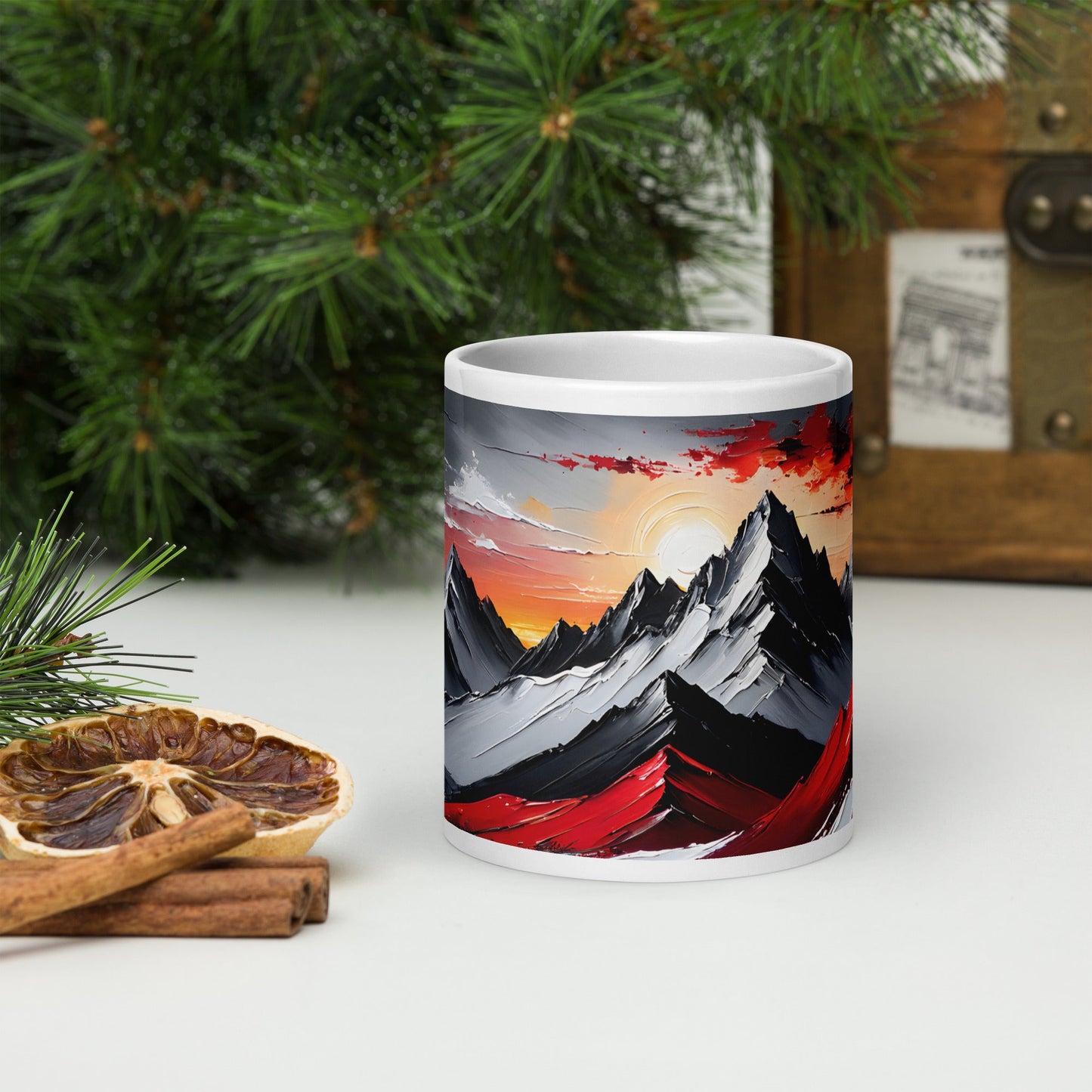 Acrylic Mountains White Glossy Mug - Mugs - Discovery Co.