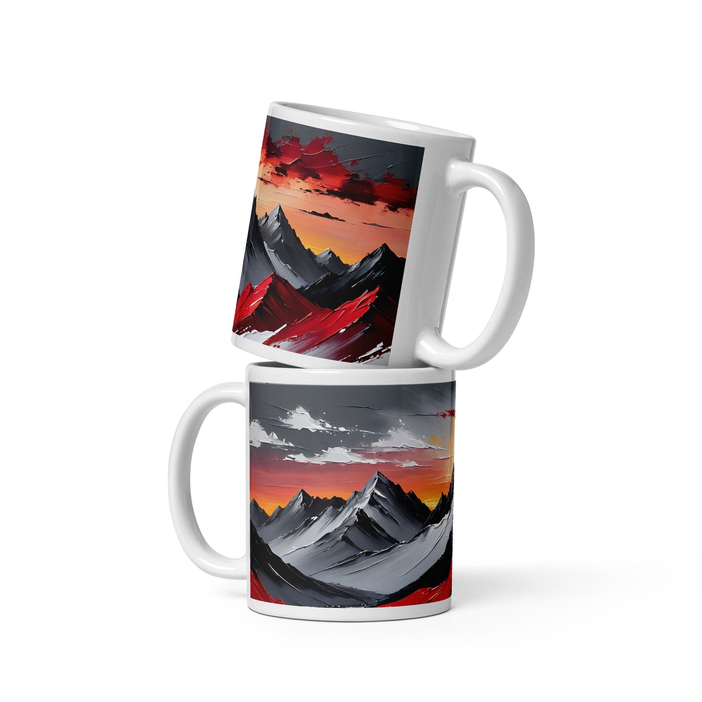 Acrylic Mountains White Glossy Mug - Mugs - Discovery Co.