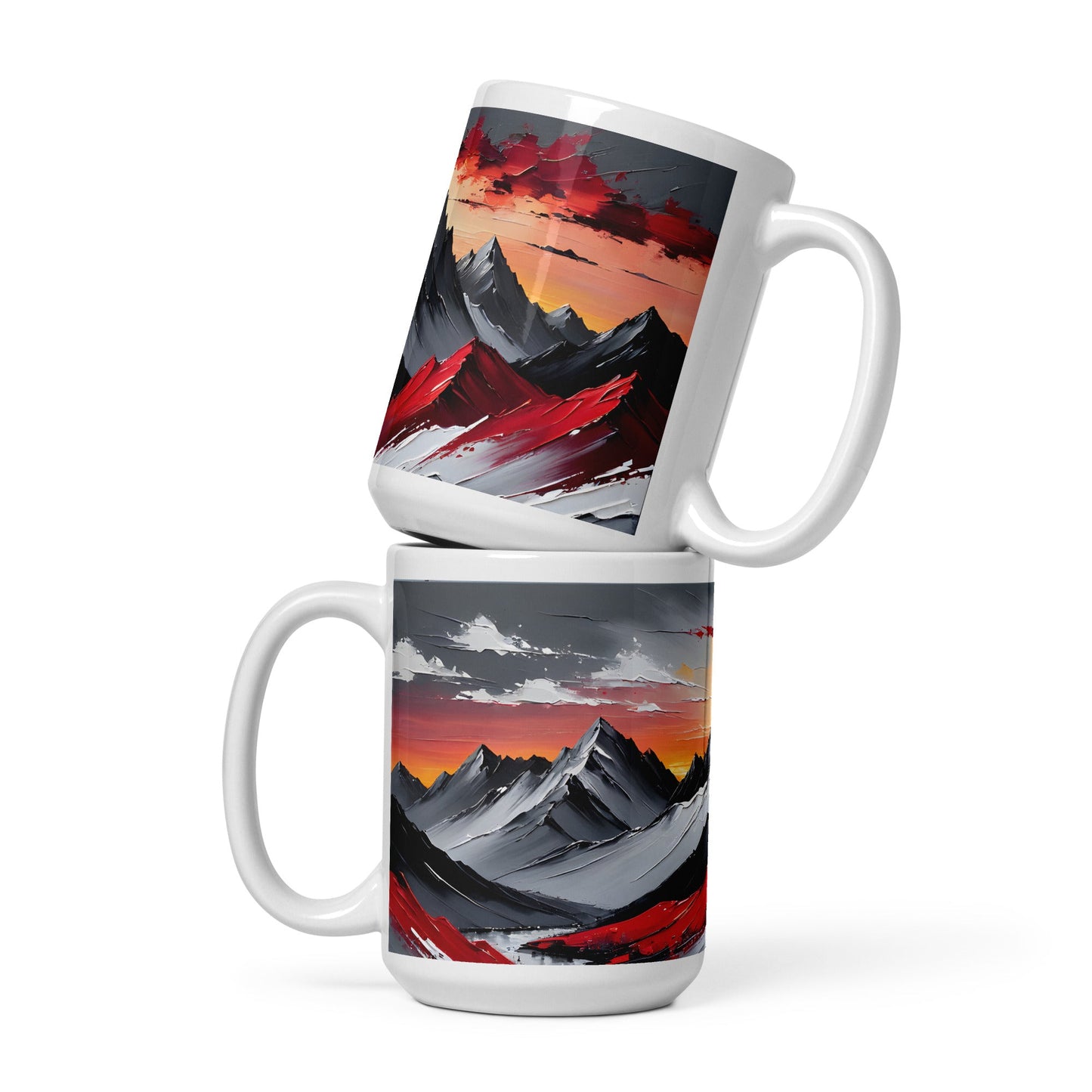 Acrylic Mountains White Glossy Mug - Mugs - Discovery Co.