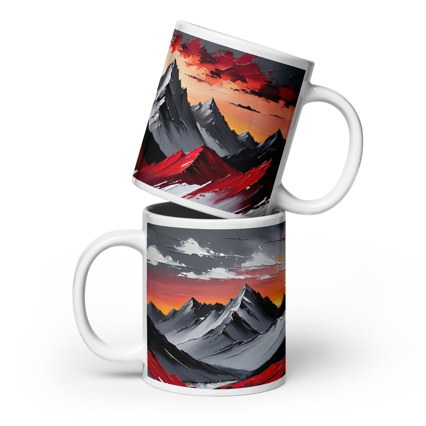 Acrylic Mountains White Glossy Mug - Mugs - Discovery Co.