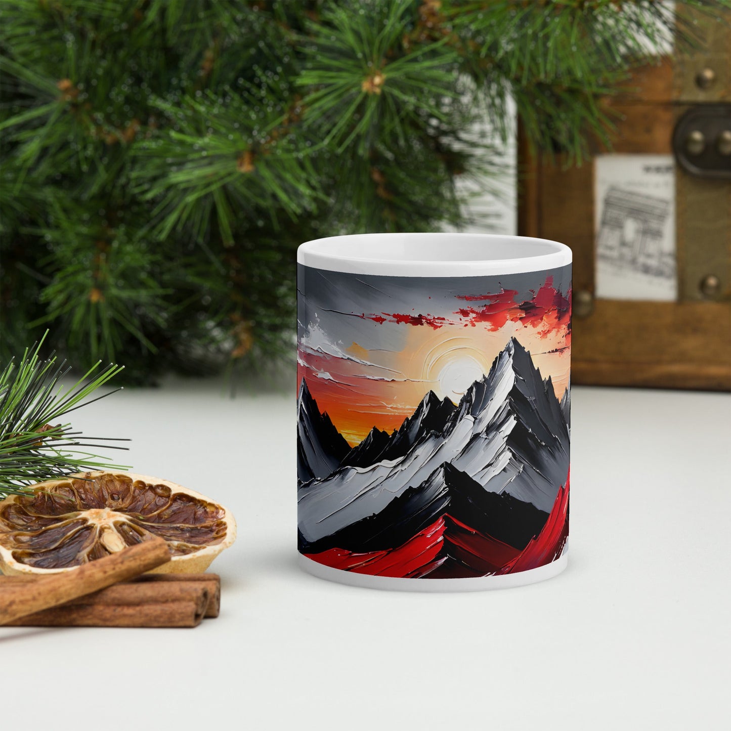 Acrylic Mountains White Glossy Mug - Mugs - Discovery Co.