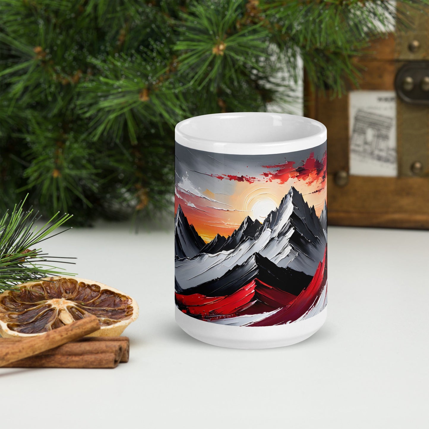 Acrylic Mountains White Glossy Mug - Mugs - Discovery Co.