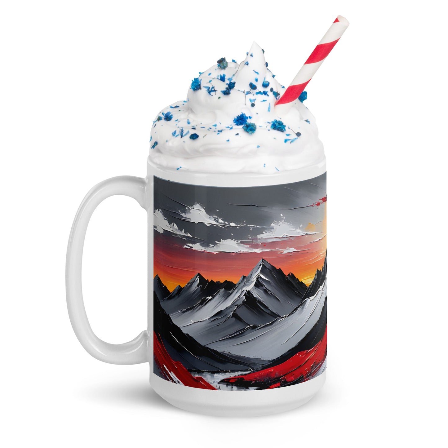 Acrylic Mountains White Glossy Mug - Mugs - Discovery Co.