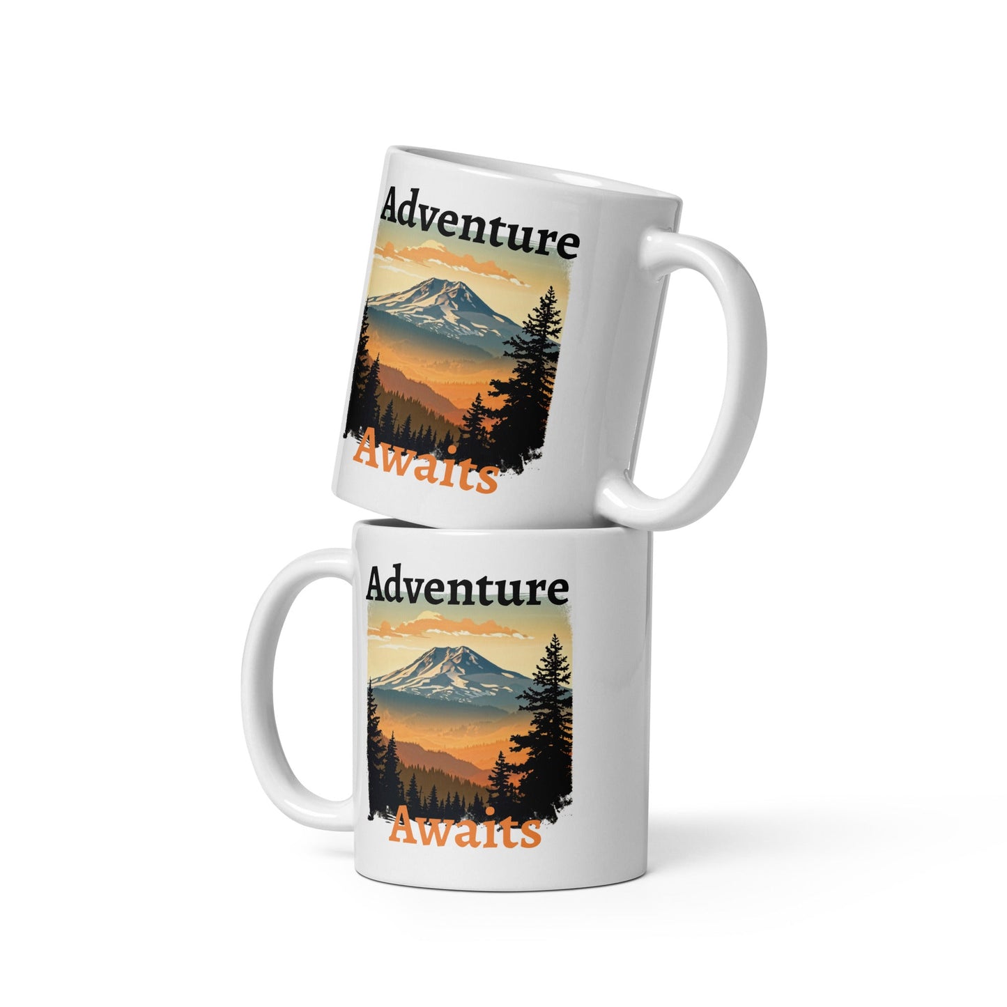 "Adventure Awaits" White Glossy Mug (11 oz, 15 oz, 20 oz) - Mugs - Discovery Co.