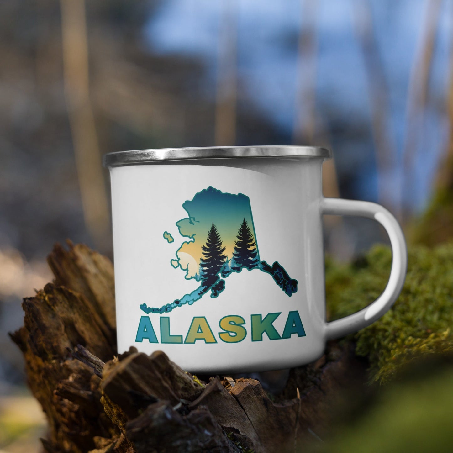 Alaska Sunset Forest II Enamel Mug - Mugs - Discovery Co.