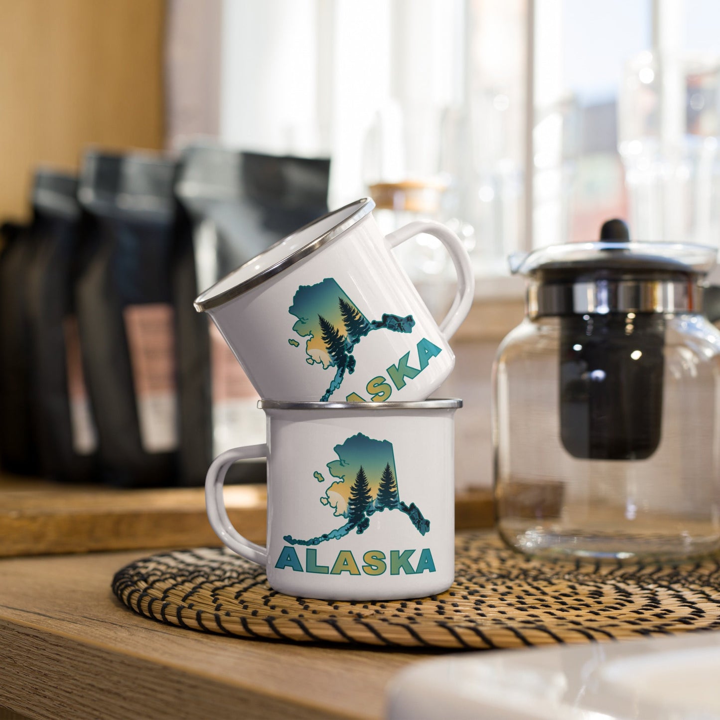 Alaska Sunset Forest II Enamel Mug - Mugs - Discovery Co.