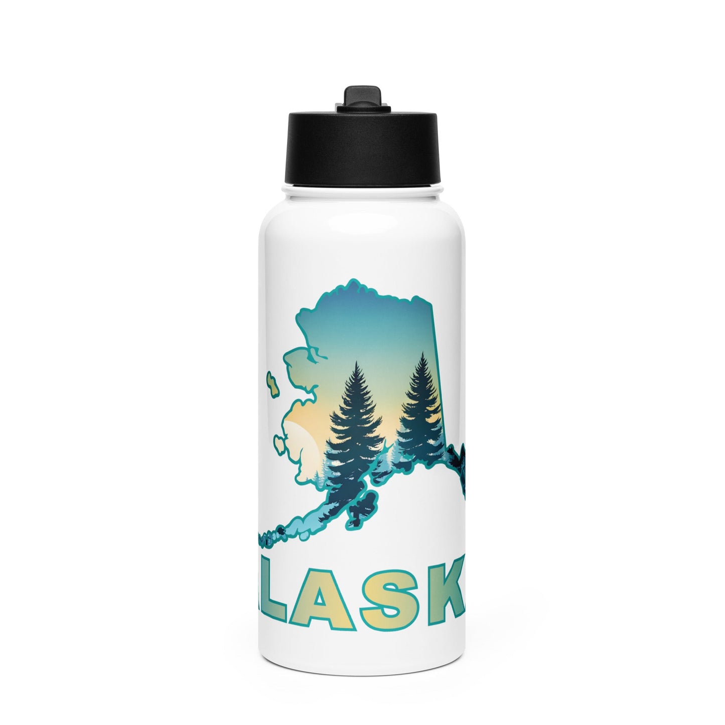Alaska Sunset Forest II Stainless Steel Water Bottle With Straw Lid - Stainless Steel Water Bottle With Straw Lid - Discovery Co.