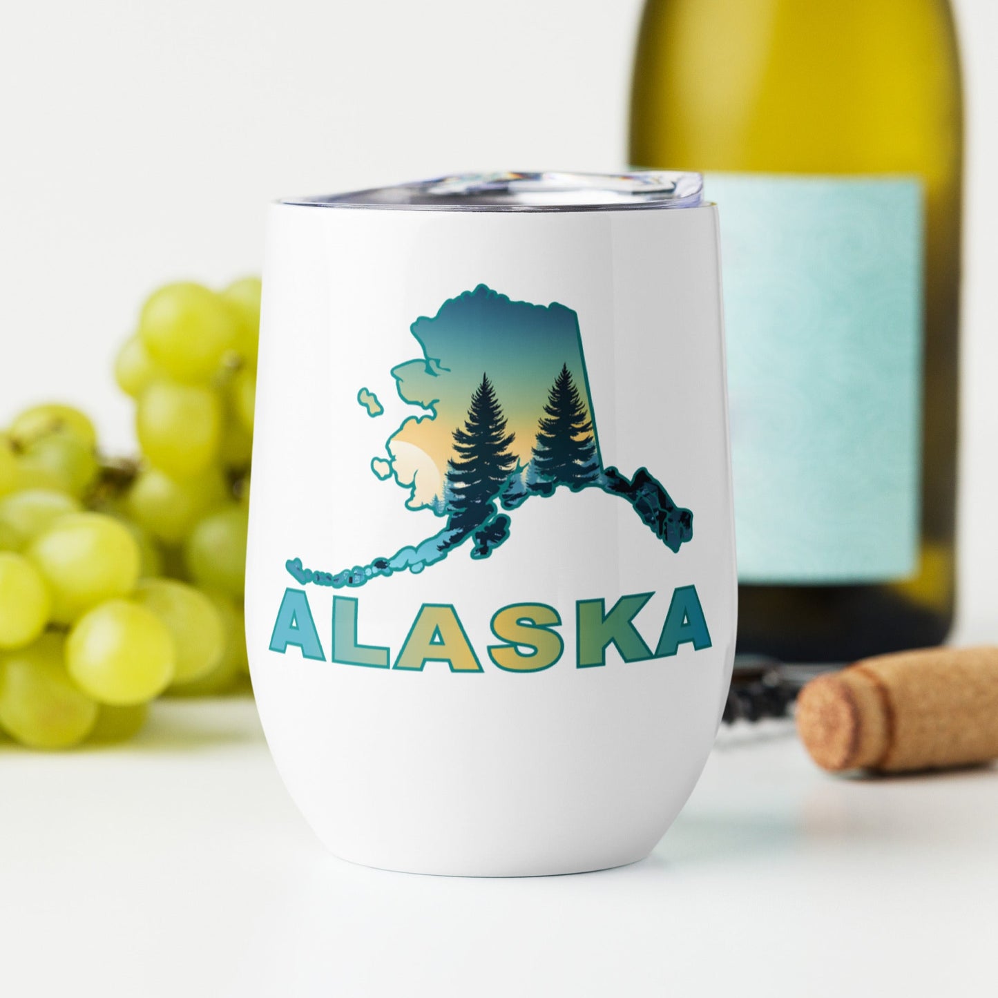 Alaska Sunset Forest II Stainless Steel Wine Tumbler - Steel Tumbler - Discovery Co.