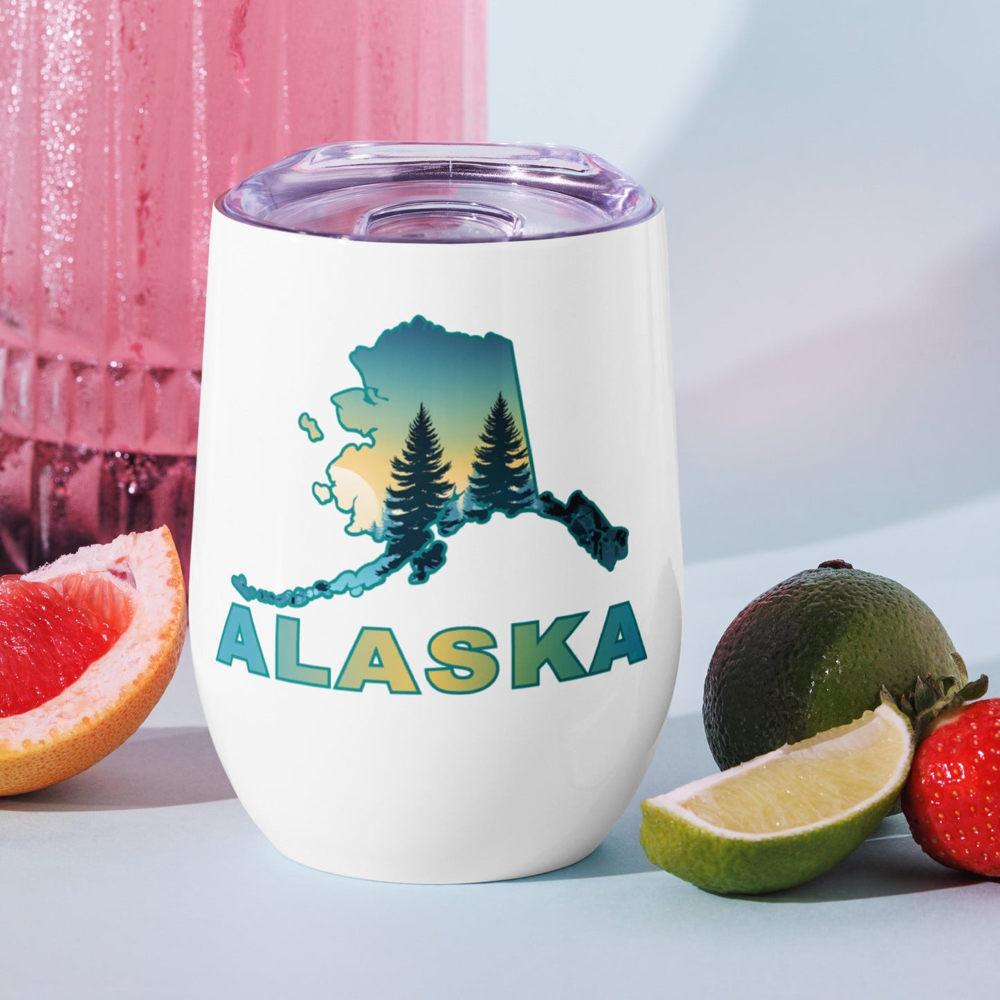 Alaska Sunset Forest II Stainless Steel Wine Tumbler - Steel Tumbler - Discovery Co.