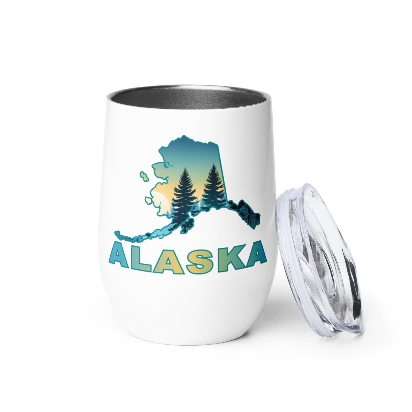 Alaska Sunset Forest II Stainless Steel Wine Tumbler - Steel Tumbler - Discovery Co.