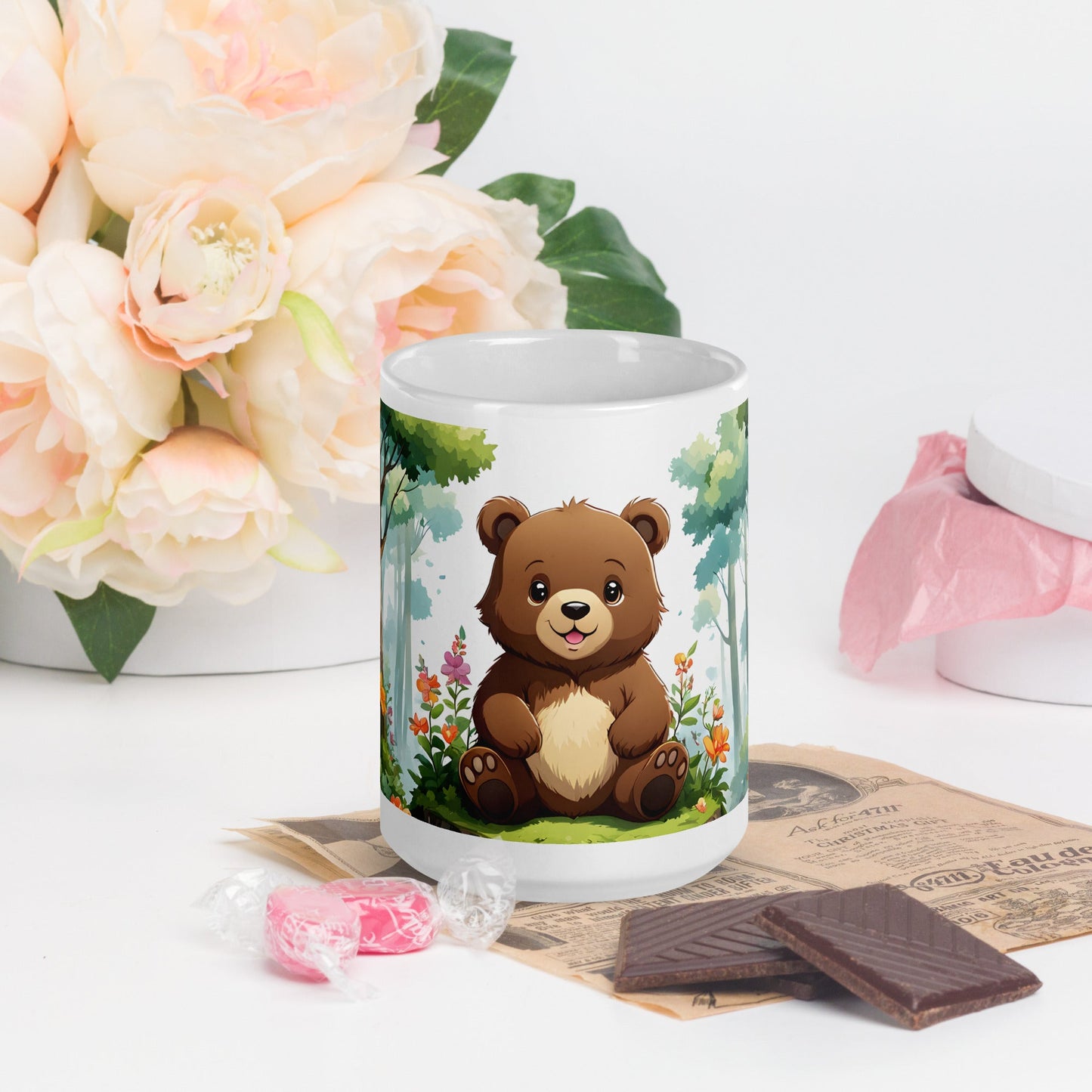 Anime Bear White Glossy Mug (11 oz, 15 oz, 20 oz) - Mugs - Discovery Co.