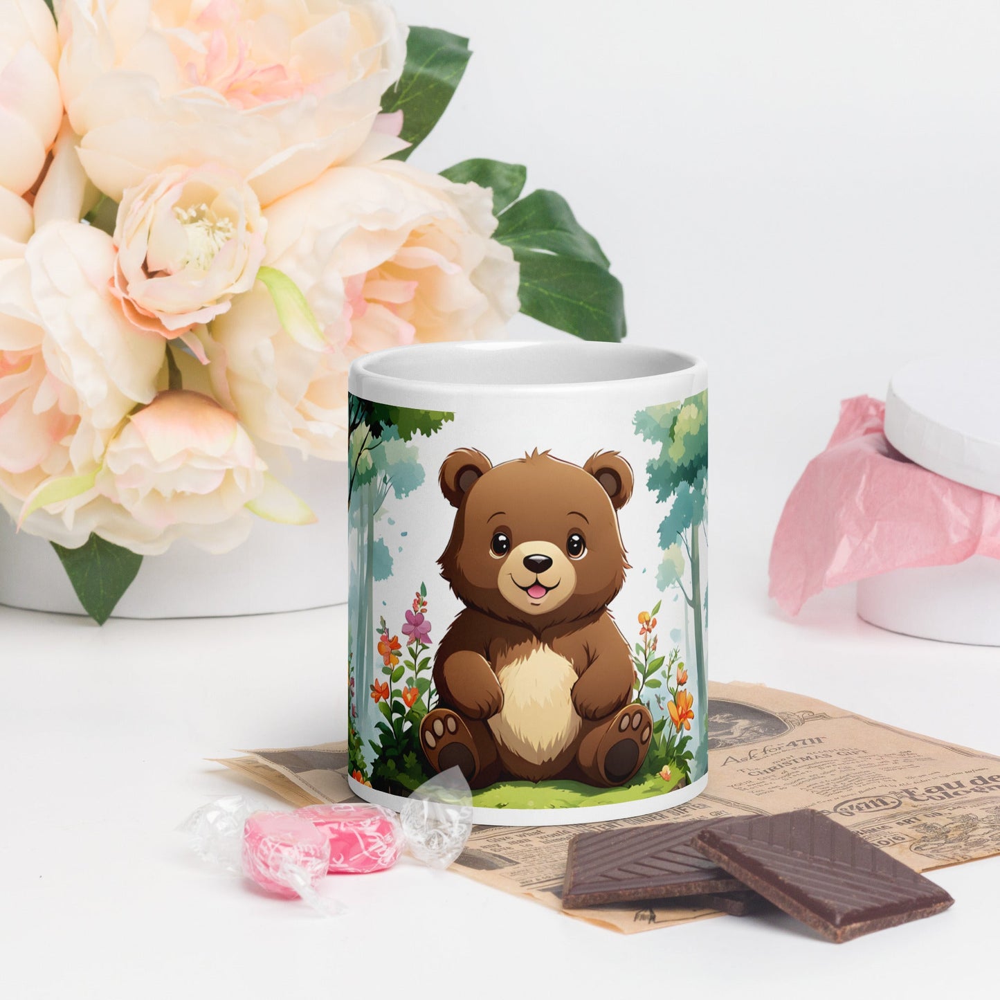 Anime Bear White Glossy Mug (11 oz, 15 oz, 20 oz) - Mugs - Discovery Co.