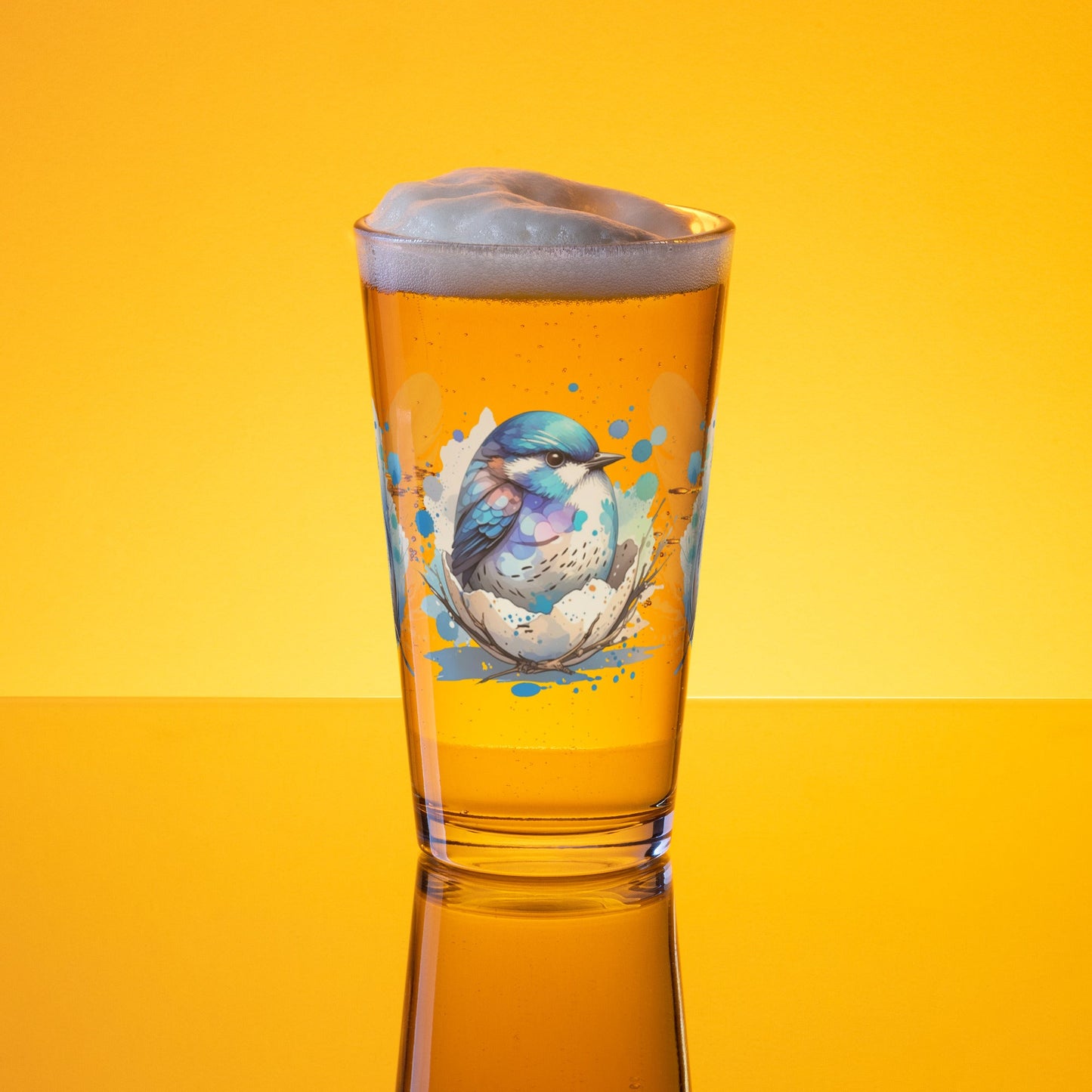 Baby Bird Watercolor Art Pint Glass - Beer Glass - Discovery Co.
