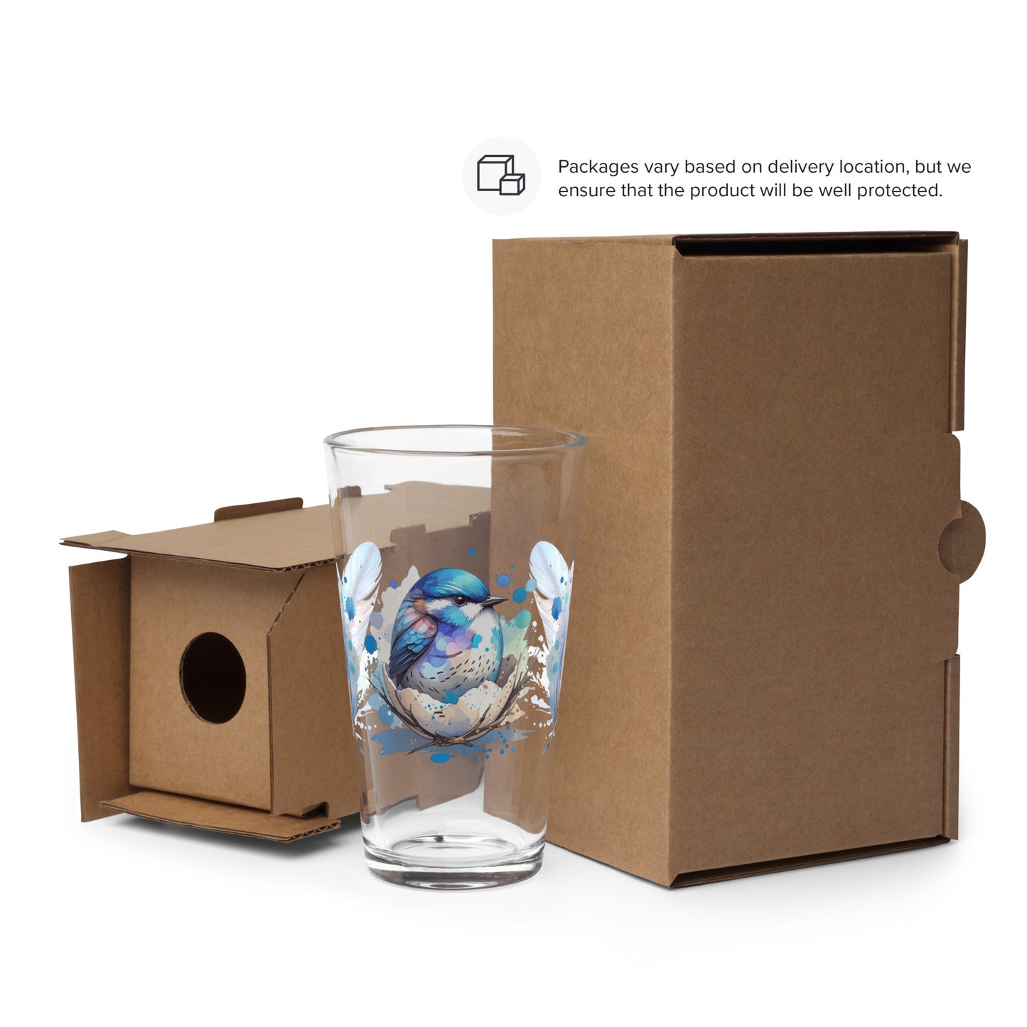 Baby Bird Watercolor Art Pint Glass - Beer Glass - Discovery Co.