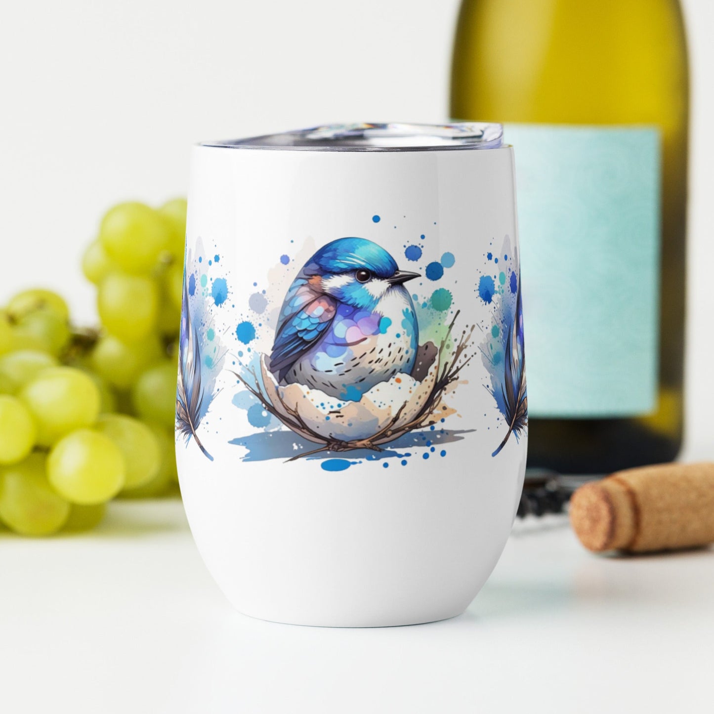 Baby Bird Watercolor Art Stainless Steel Wine Tumbler - Steel Tumbler - Discovery Co.