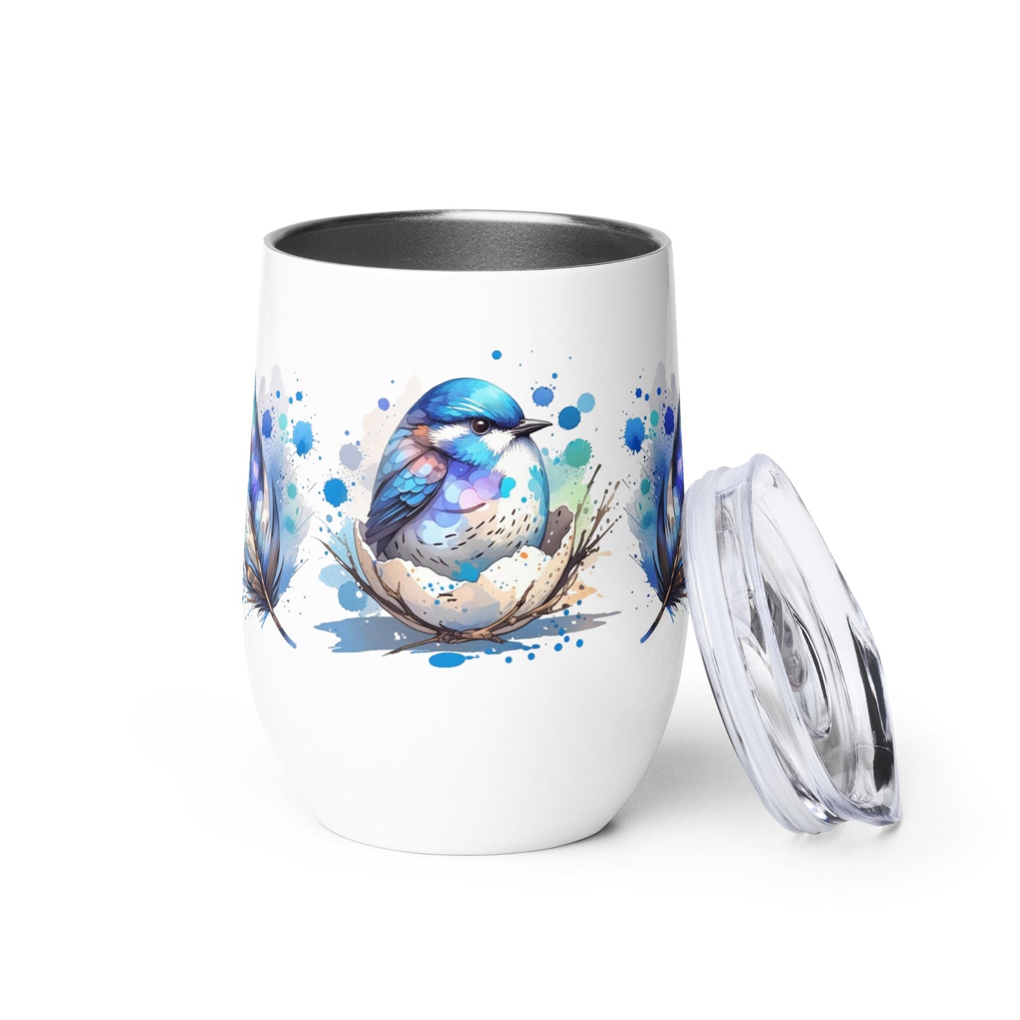 Baby Bird Watercolor Art Stainless Steel Wine Tumbler - Steel Tumbler - Discovery Co.