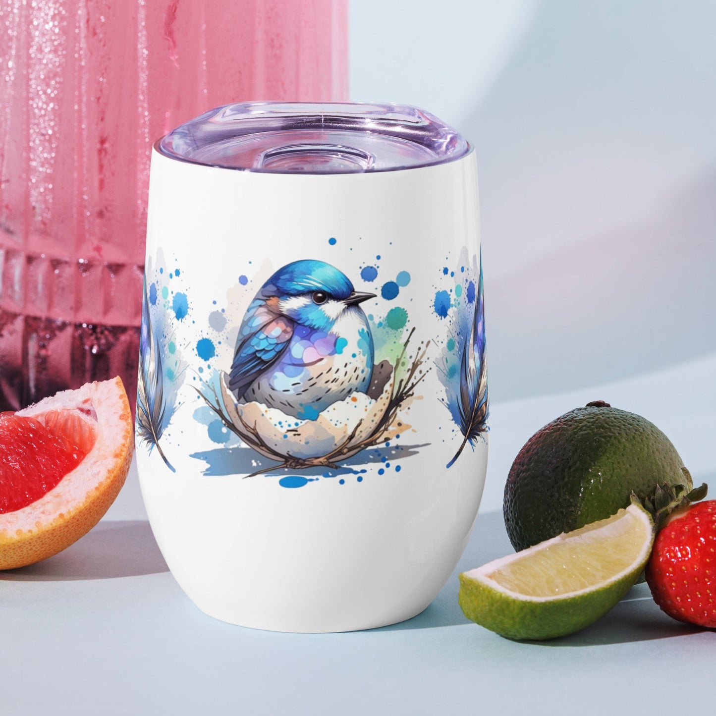 Baby Bird Watercolor Art Stainless Steel Wine Tumbler - Steel Tumbler - Discovery Co.