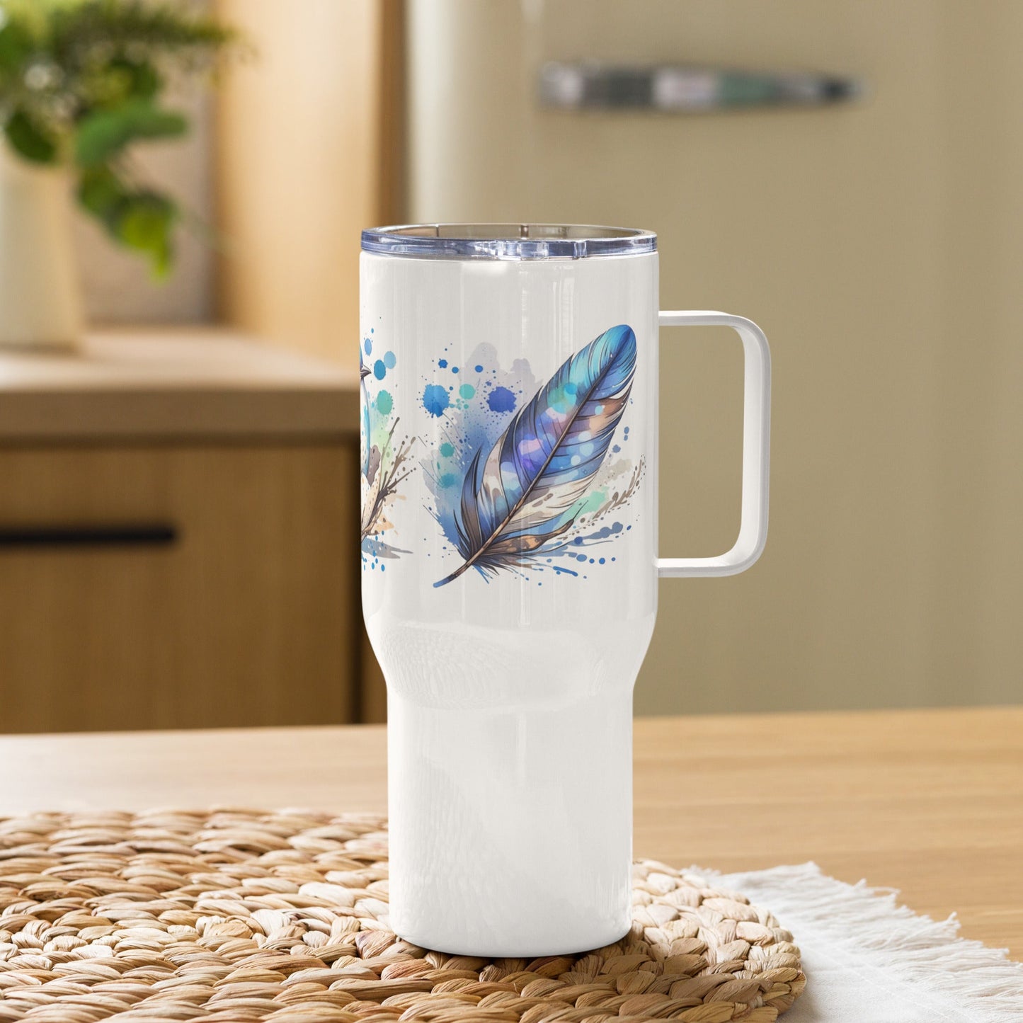 Baby Bird Watercolor Art Travel Mug With Handle (25 oz and 40 oz) - Travel Mug - Discovery Co.