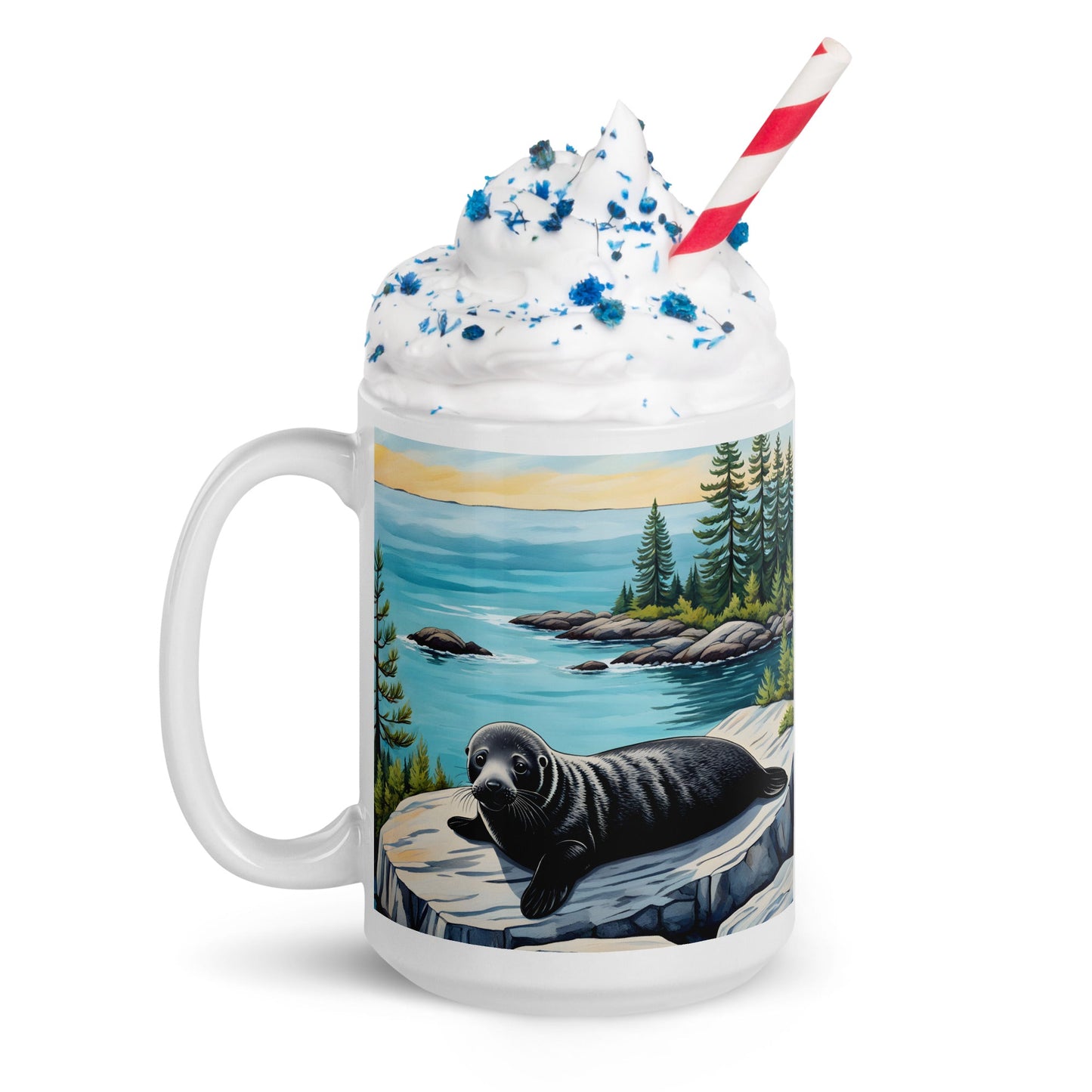 Baby Seal On Rock White Glossy Mug - Mugs - Discovery Co.