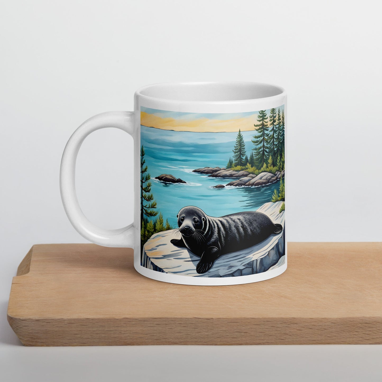 Baby Seal On Rock White Glossy Mug - Mugs - Discovery Co.