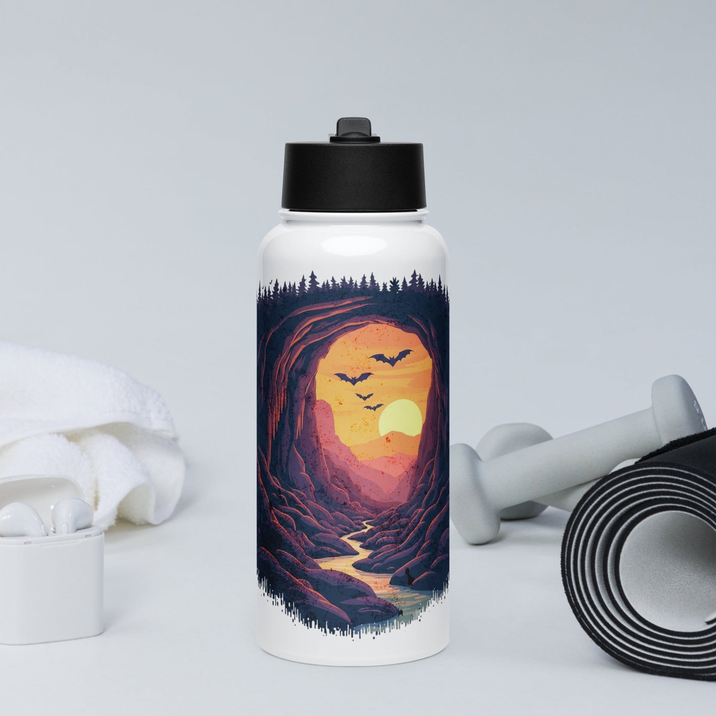 Bat Cave Stainless Steel Water Bottle With Straw Lid - Stainless Steel Water Bottle With Straw Lid - Discovery Co.