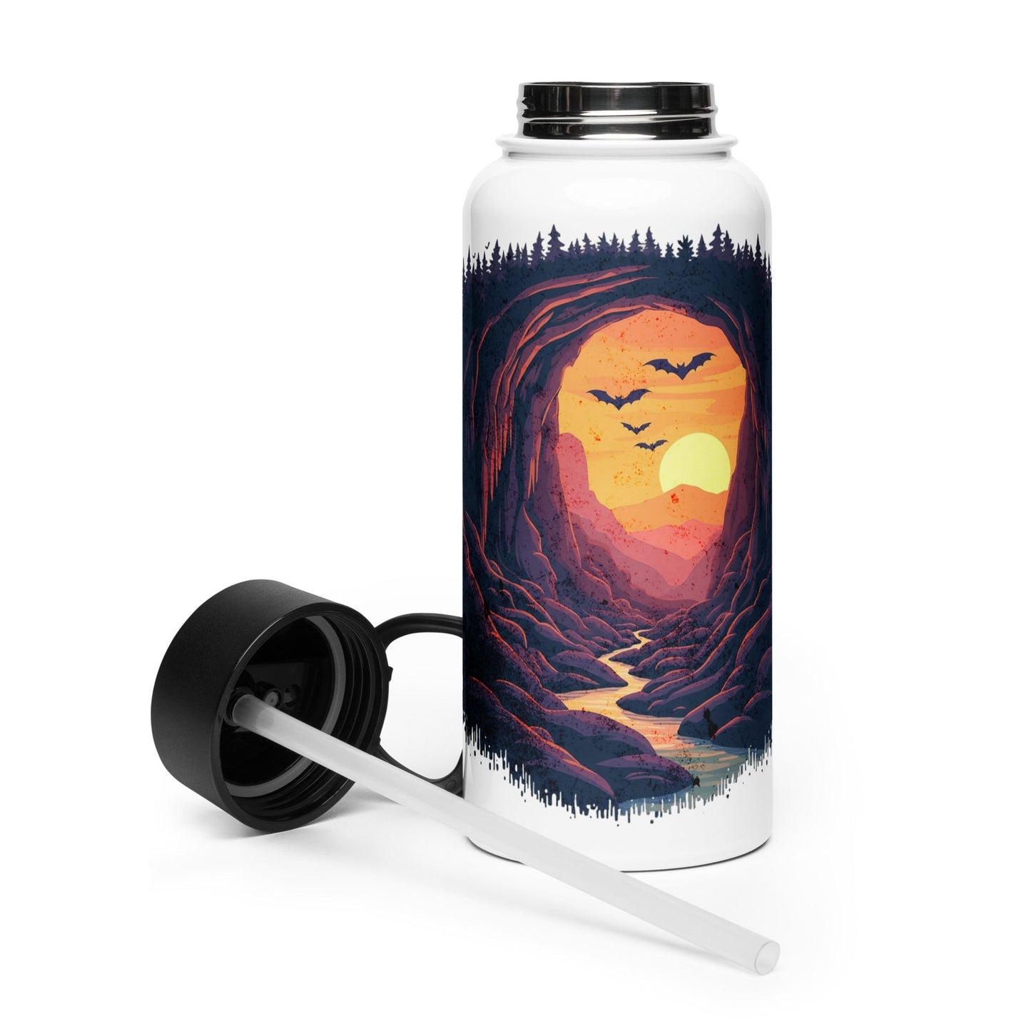 Bat Cave Stainless Steel Water Bottle With Straw Lid - Stainless Steel Water Bottle With Straw Lid - Discovery Co.