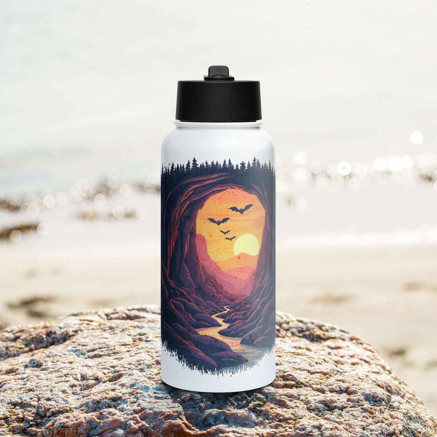 Bat Cave Stainless Steel Water Bottle With Straw Lid - Stainless Steel Water Bottle With Straw Lid - Discovery Co.