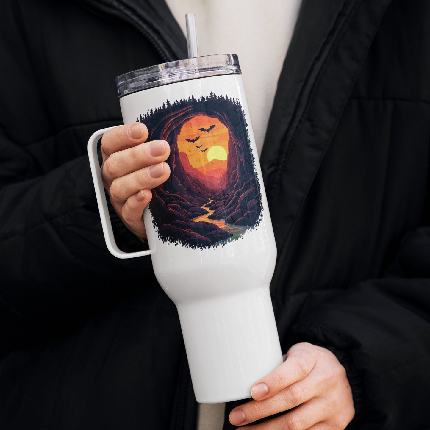 Bat Cave Travel Mug With Handle (25 oz and 40 oz) - Travel Mug - Discovery Co.