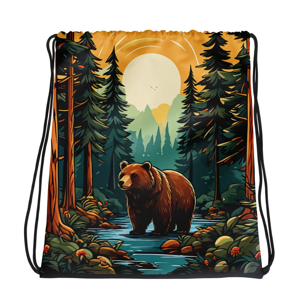 Bear In The Forest Drawstring Bag - Drawstring Bag - Discovery Co.