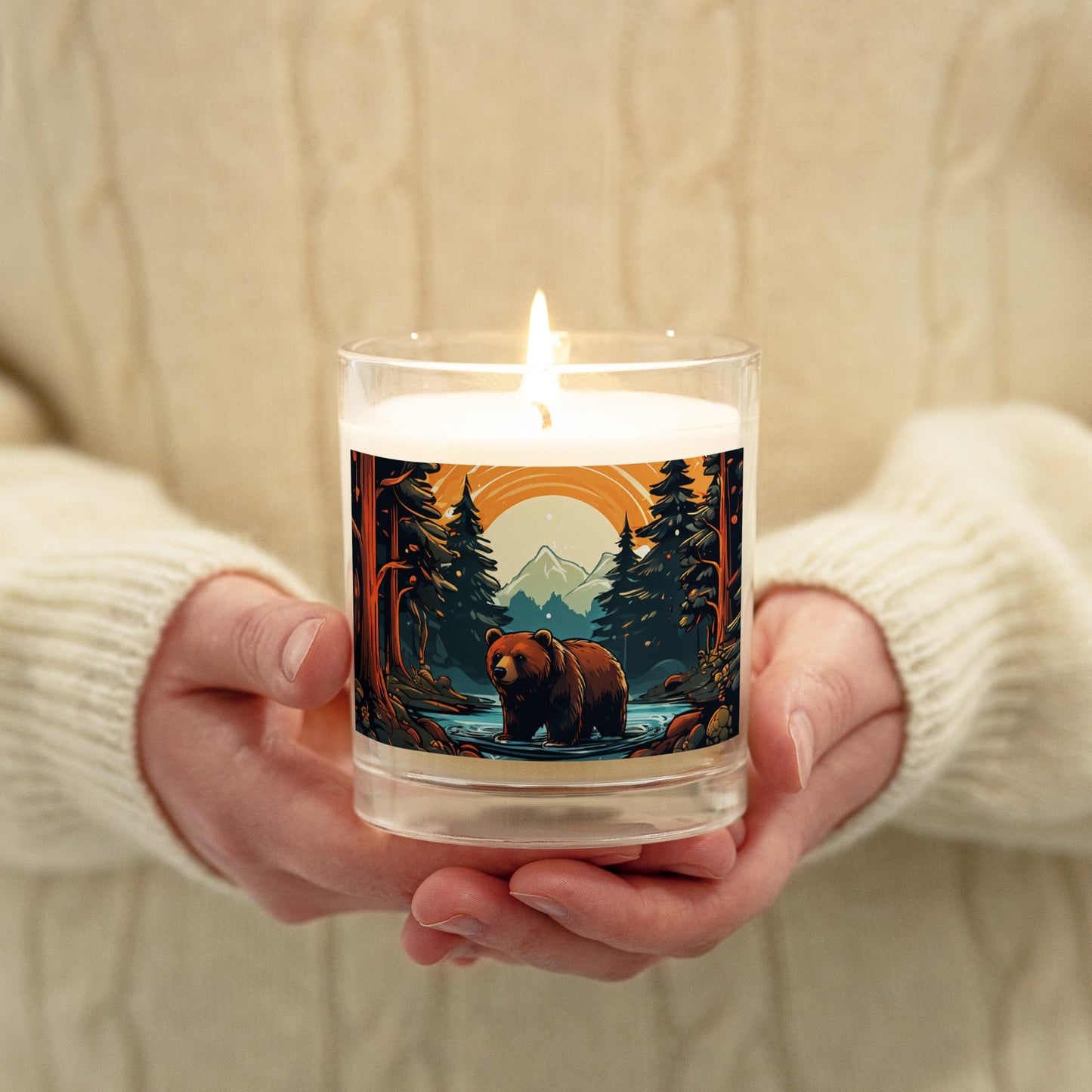 Bear In The Forest Glass Jar Soy Wax Candle - Candles - Discovery Co.