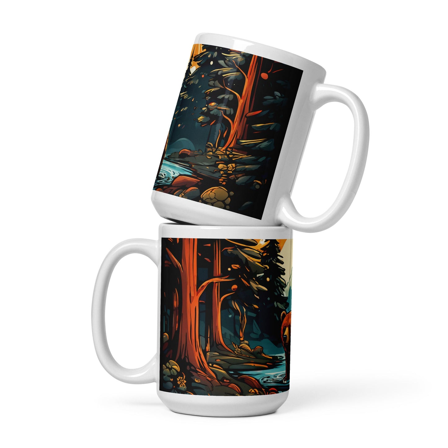 Bear In The Forest White Glossy Mug (11 oz, 15 oz, 20 oz) - Mugs - Discovery Co.