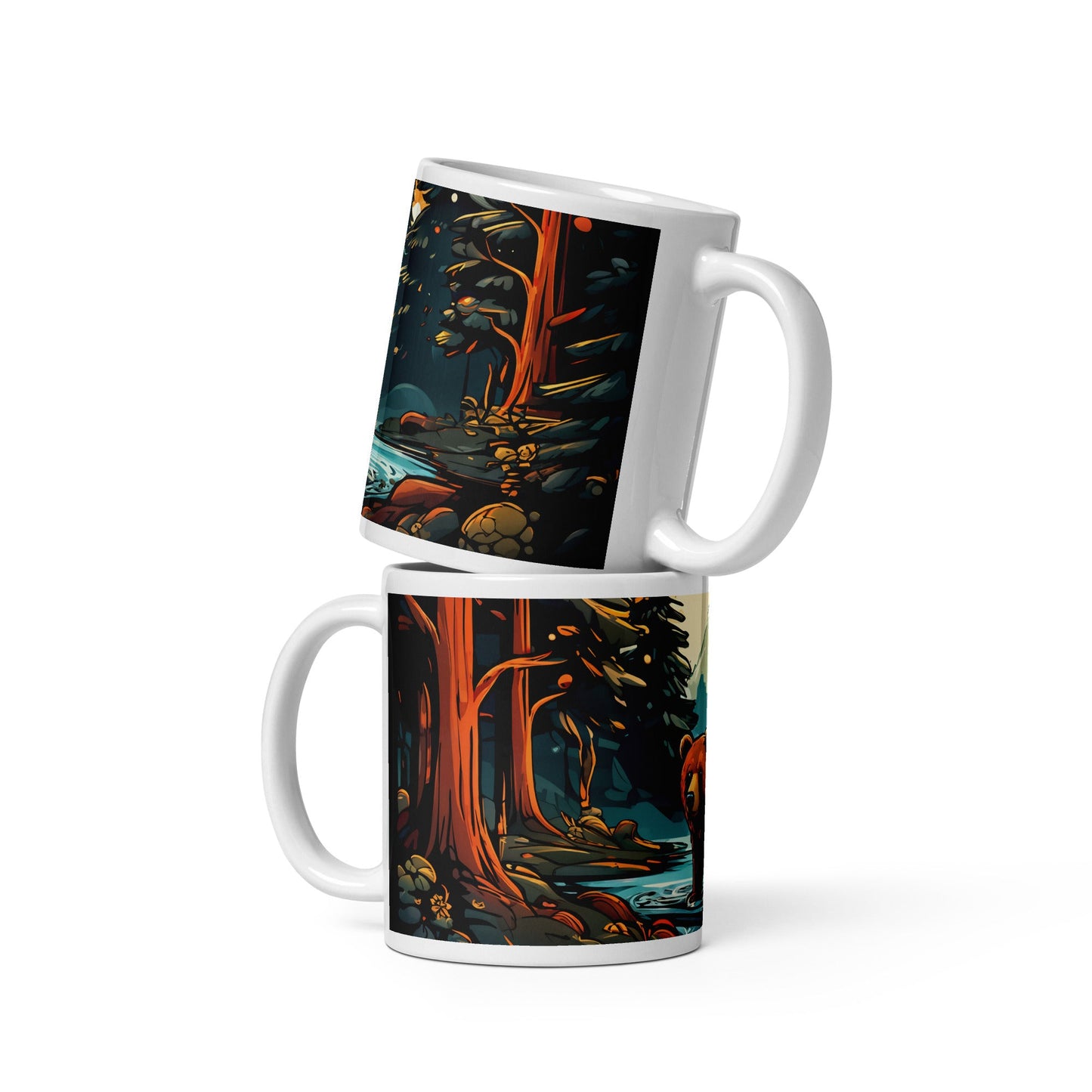 Bear In The Forest White Glossy Mug (11 oz, 15 oz, 20 oz) - Mugs - Discovery Co.