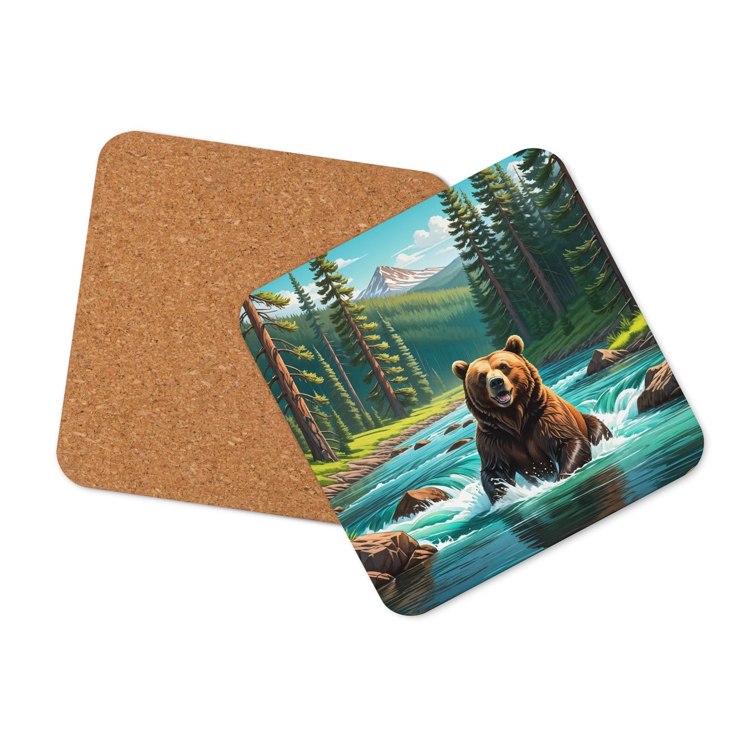 Bear Sitting In The River Cork - back Coaster - Coasters - Discovery Co.