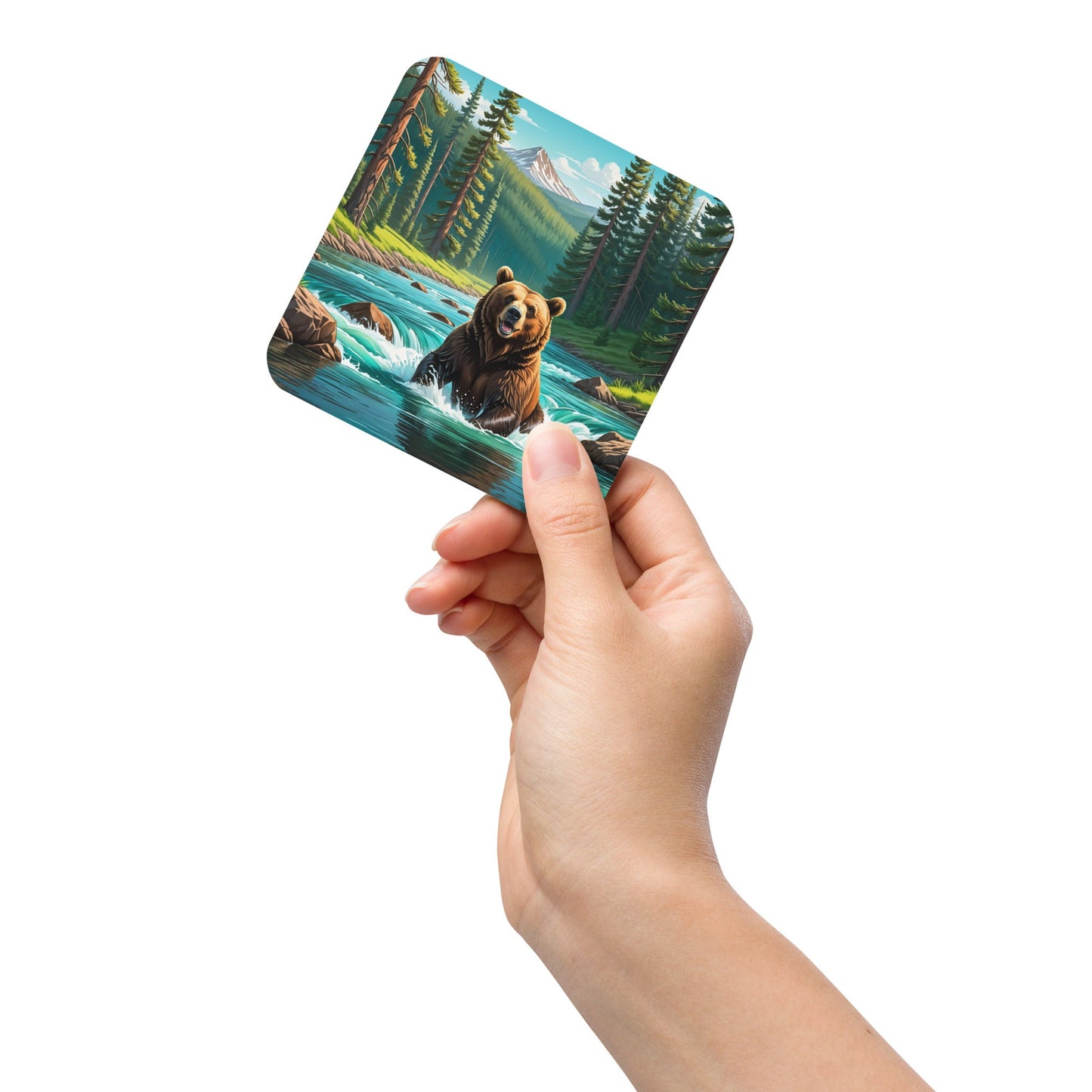 Bear Sitting In The River Cork - back Coaster - Coasters - Discovery Co.