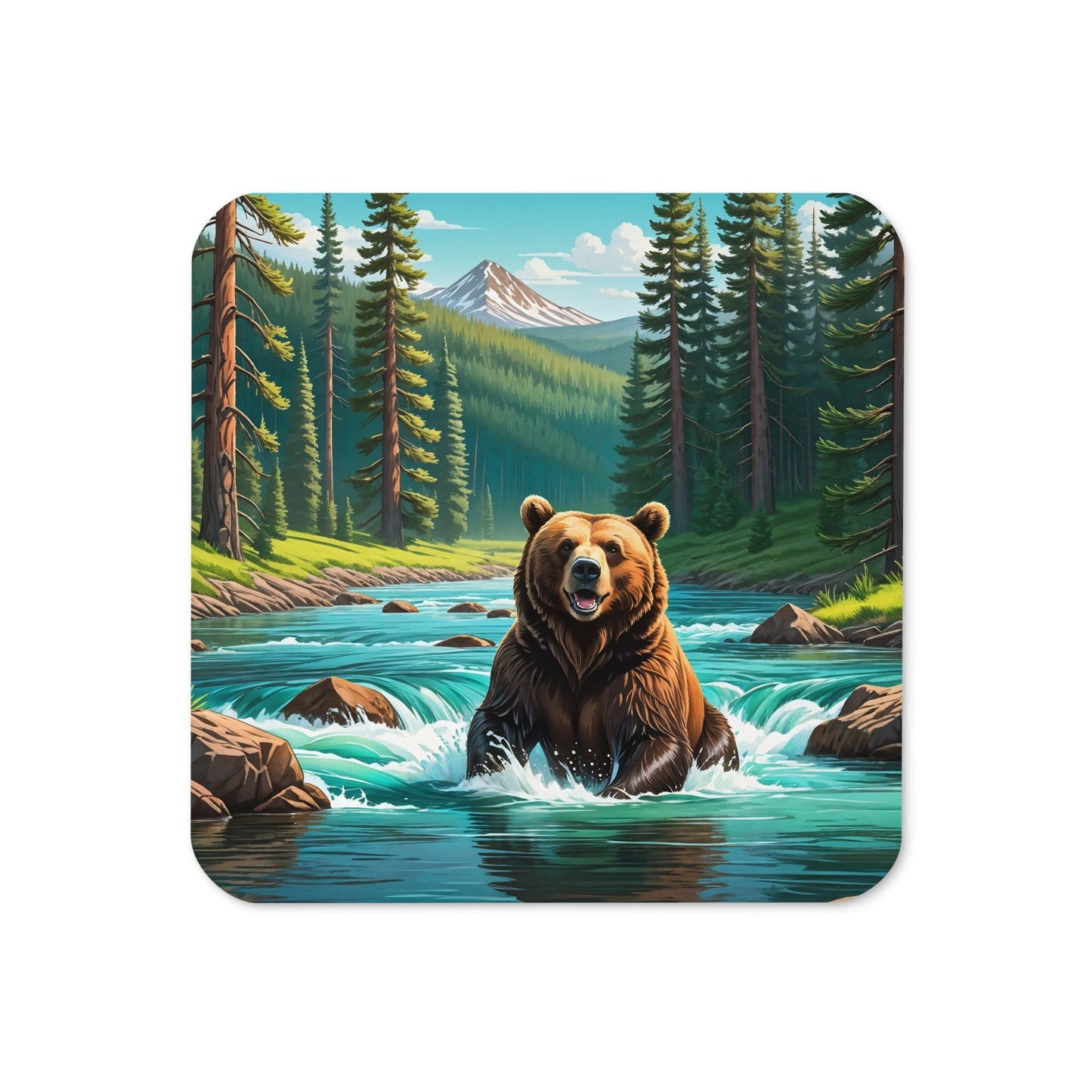 Bear Sitting In The River Cork - back Coaster - Coasters - Discovery Co.