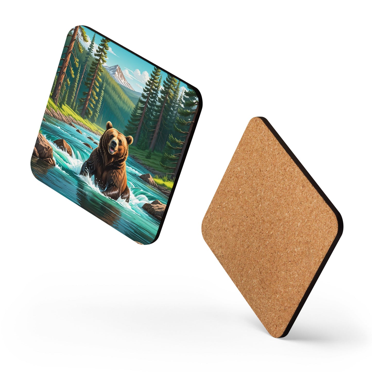 Bear Sitting In The River Cork - back Coaster - Coasters - Discovery Co.