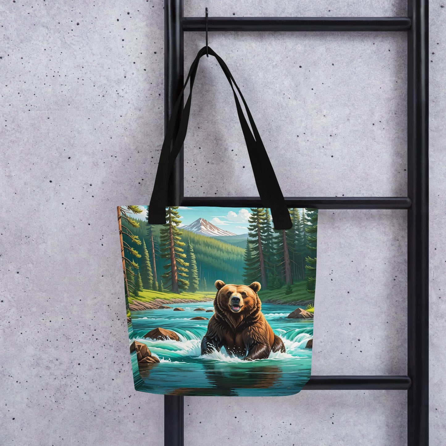 Bear Sitting In The River Tote Bag - Tote Bags - Discovery Co.