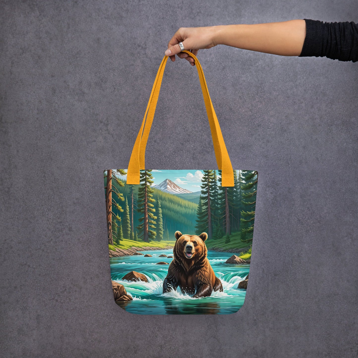 Bear Sitting In The River Tote Bag - Tote Bags - Discovery Co.