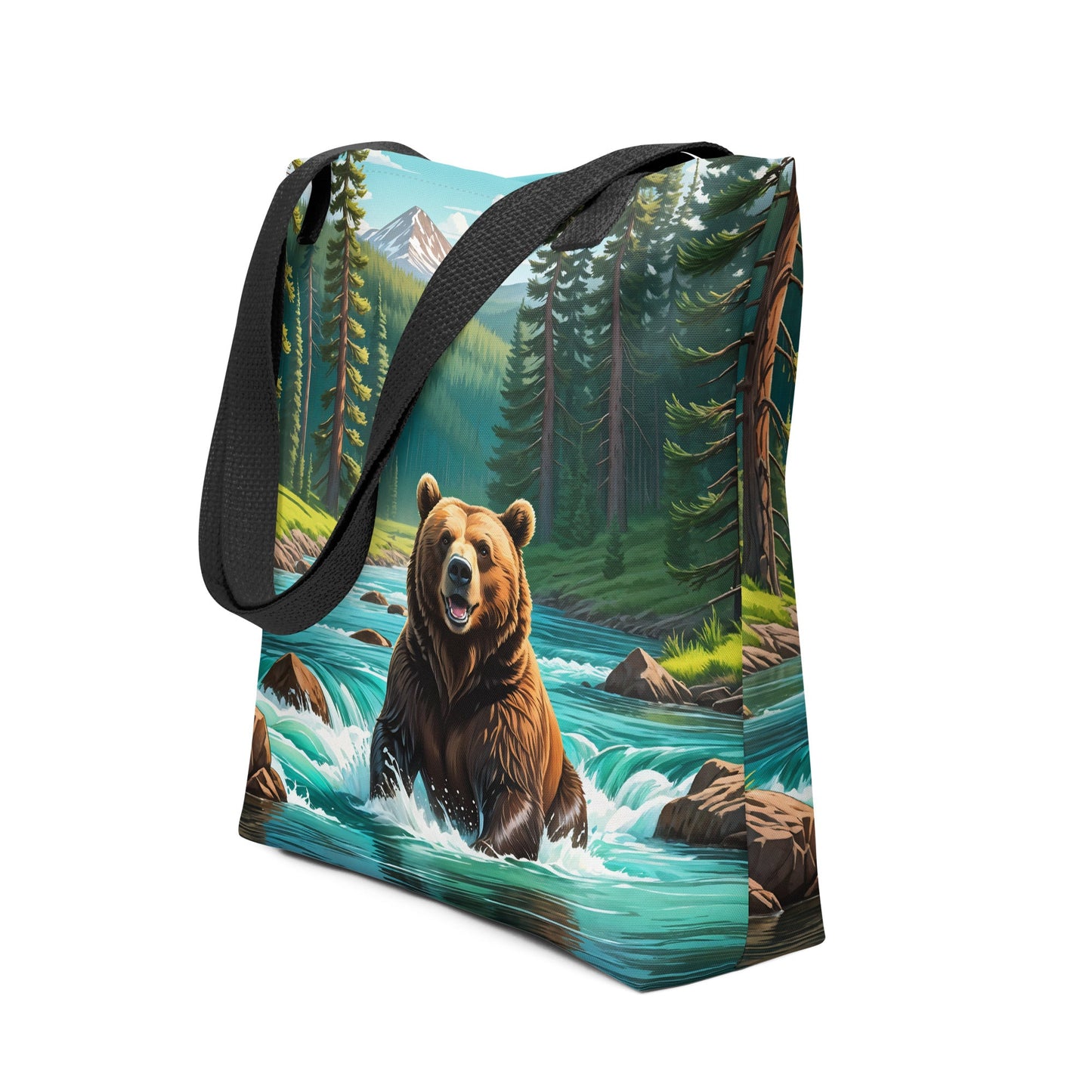 Bear Sitting In The River Tote Bag - Tote Bags - Discovery Co.