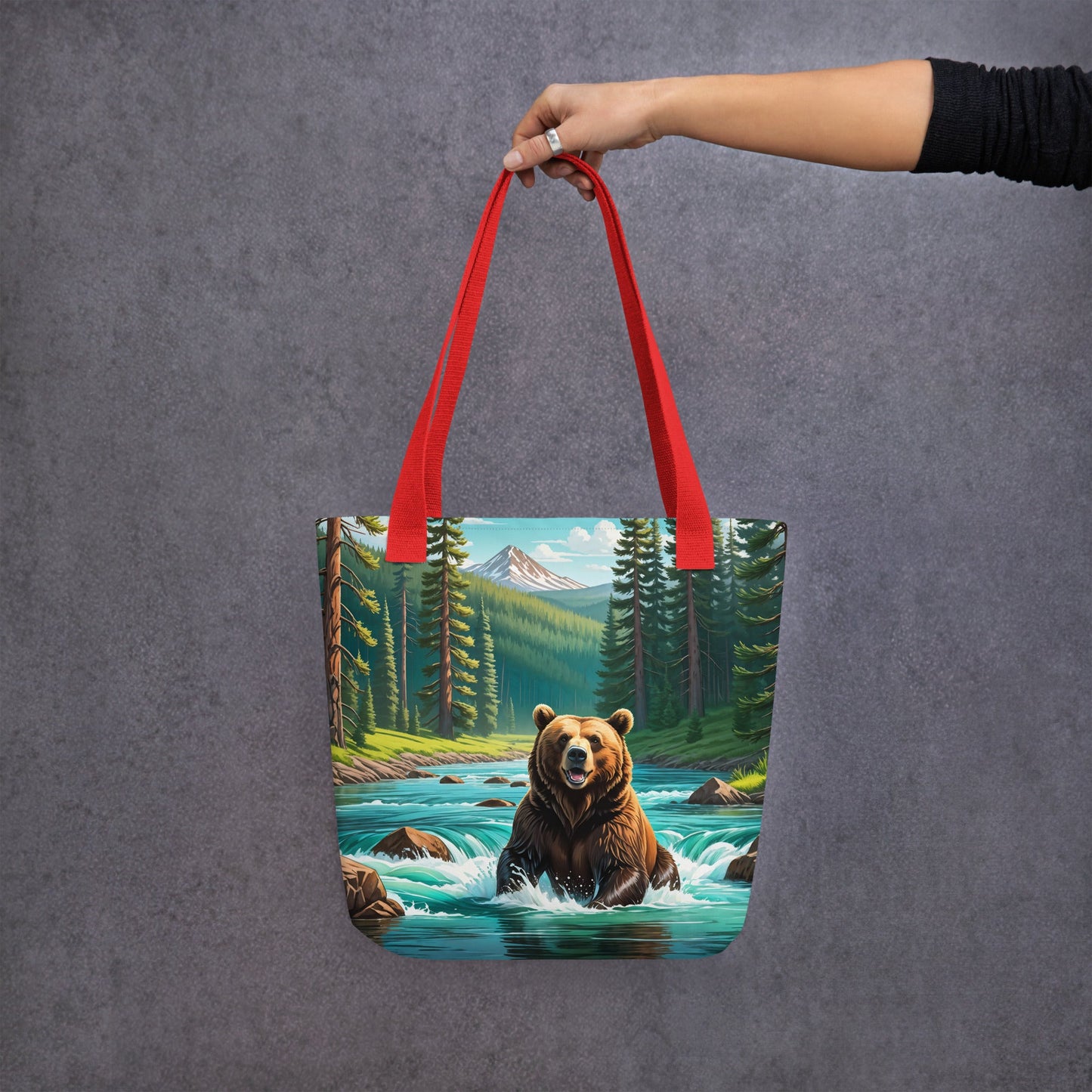 Bear Sitting In The River Tote Bag - Tote Bags - Discovery Co.