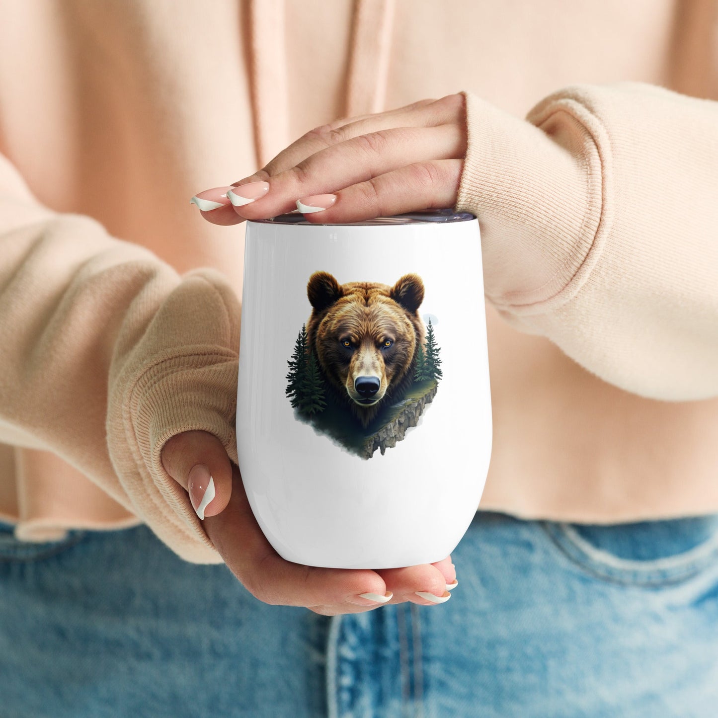 Bear Watching Stainless Steel Wine Tumbler - Steel Tumbler - Discovery Co.