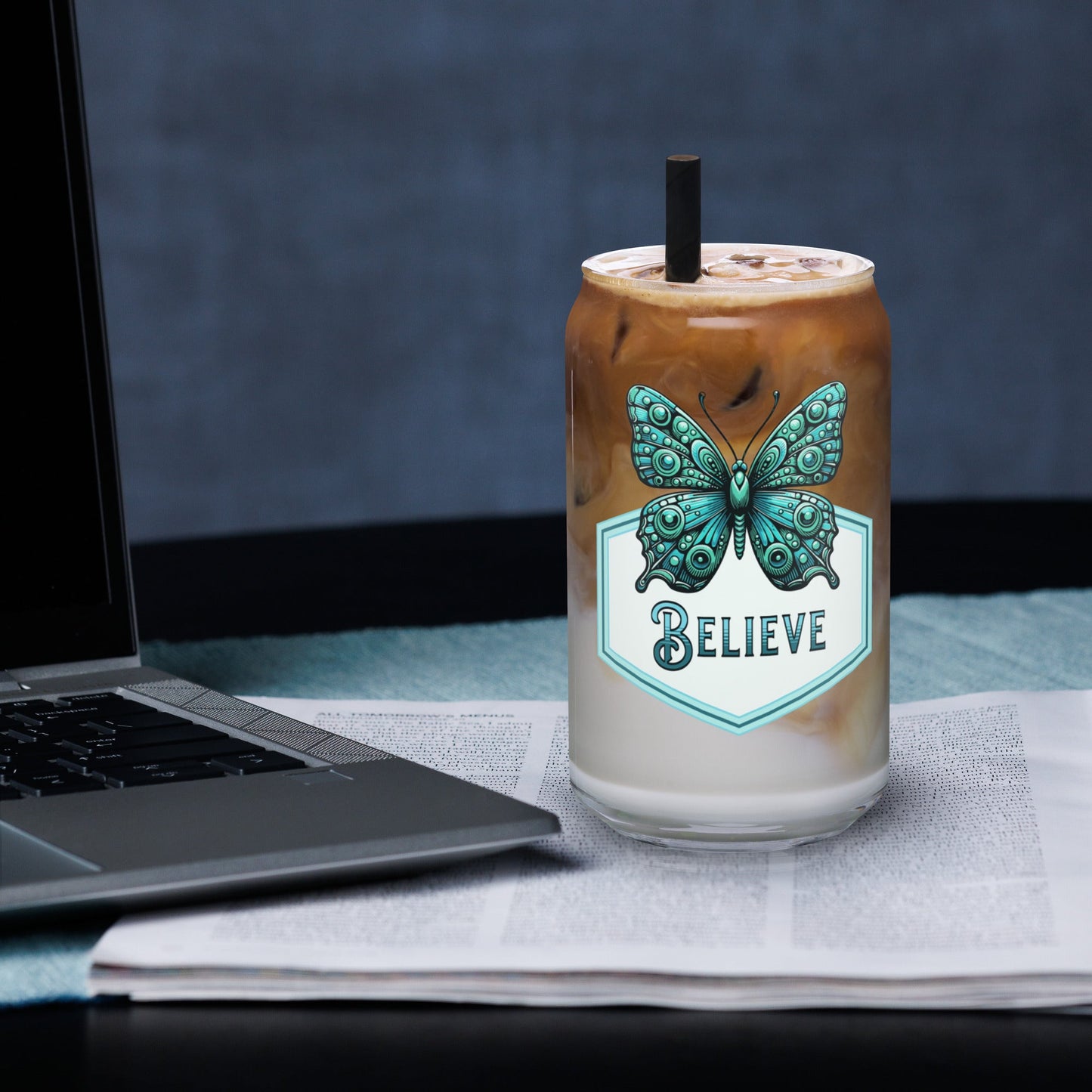 Believe - Butterfly Can - Shaped Glass - Can - Shaped Glass - Discovery Co.