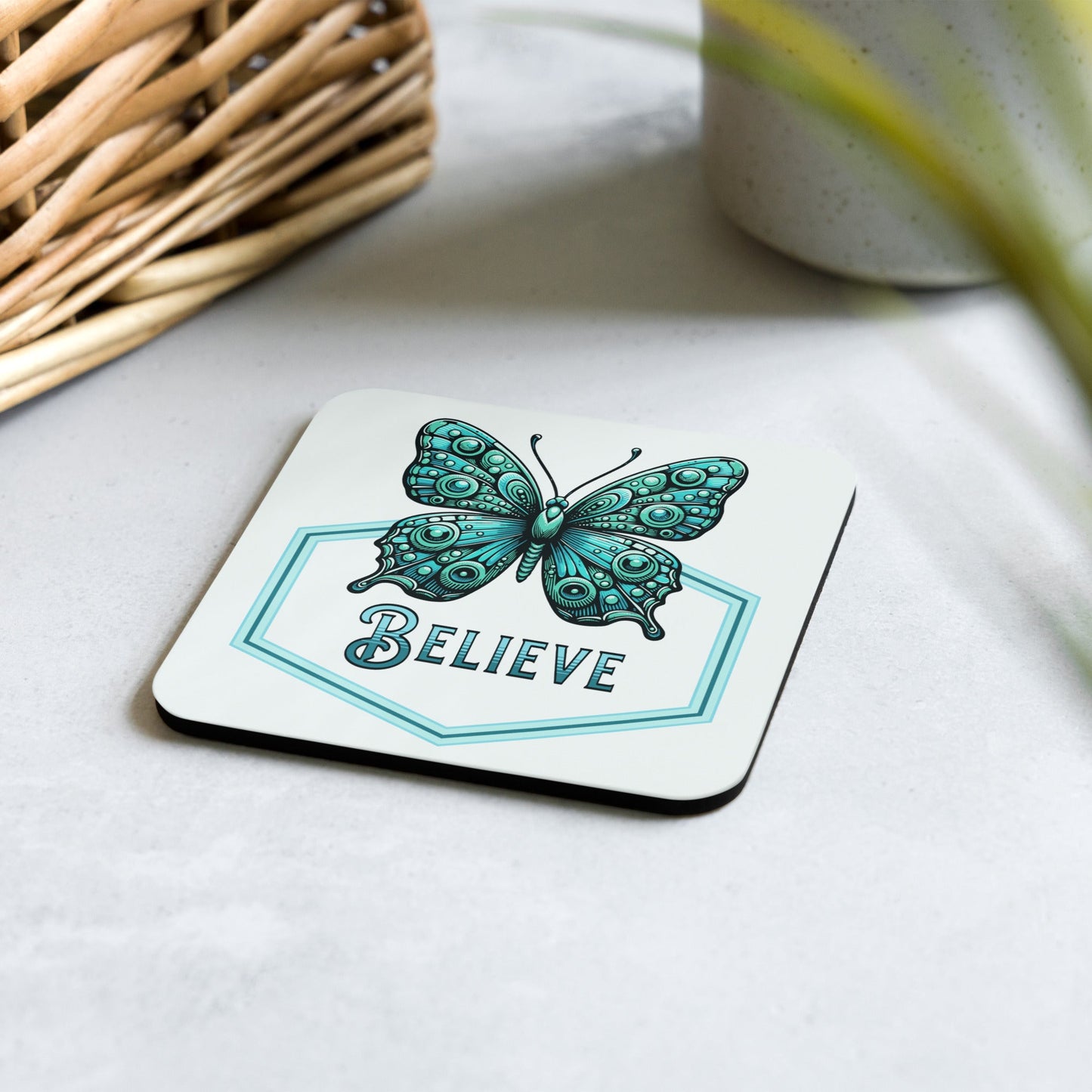 Believe - Butterfly Cork - Back Coaster - Coasters - Discovery Co.