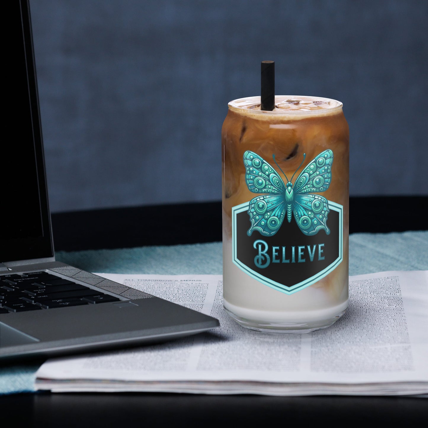 Believe - Butterfly II Can - Shaped Glass - Can - Shaped Glass - Discovery Co.