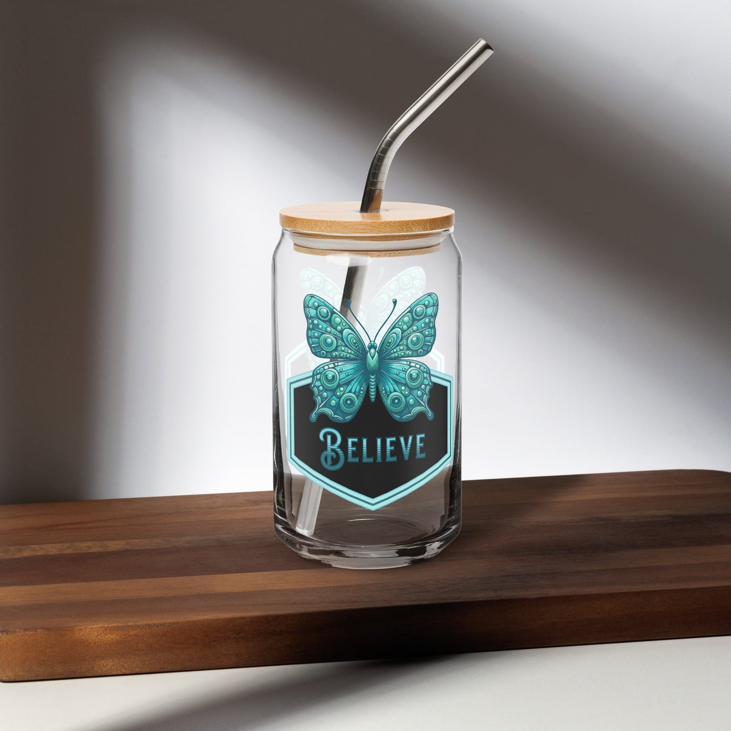 Believe - Butterfly II Can - Shaped Glass - Can - Shaped Glass - Discovery Co.